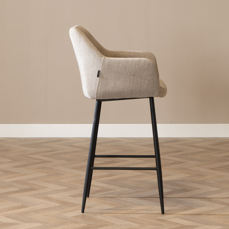 Scandinavische barkruk Niklas gerecyclede stof taupe 78 cm