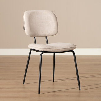 Scandinavische eetkamerstoel Ivar gerecyclede stof beige