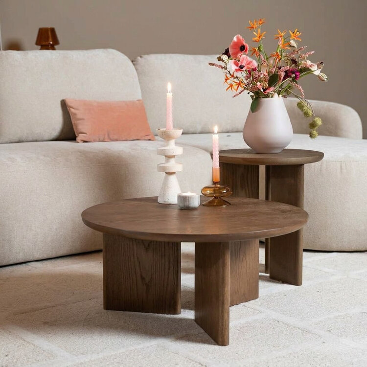 Salontafel set Aya ø40 en ø68 cm walnut