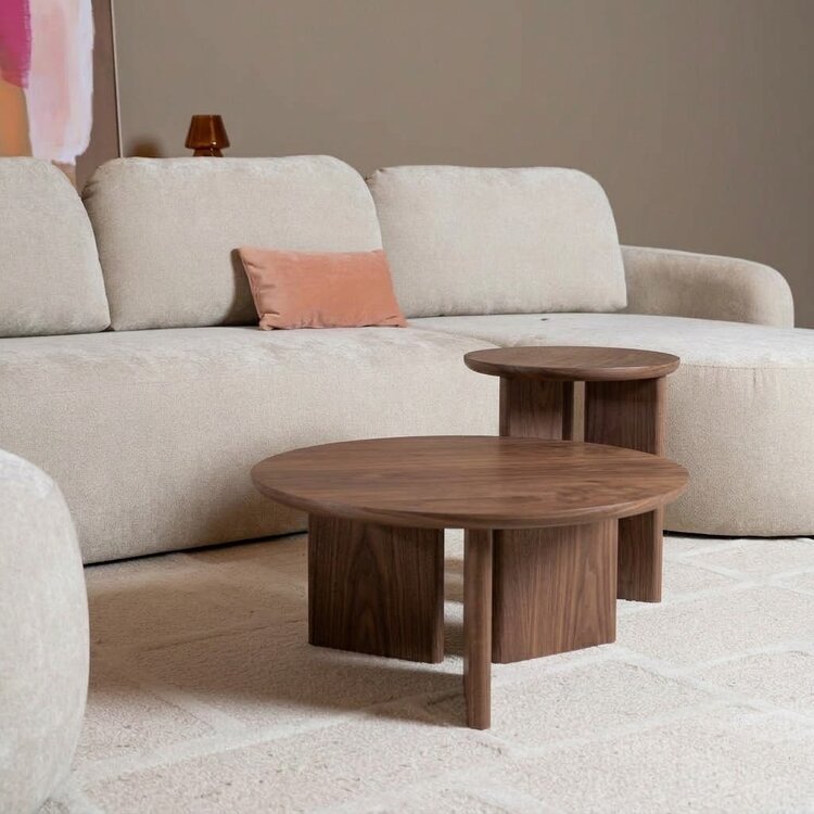 Salontafel set Aya ø40 en ø68 cm walnut
