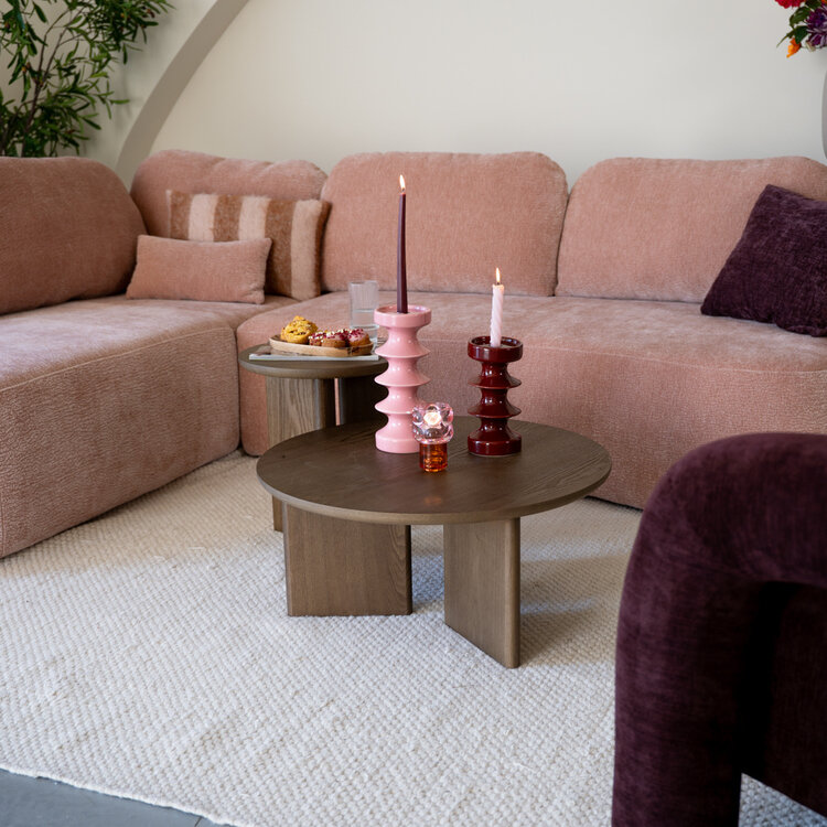 Salontafel set Aya ø40 en ø68 cm walnut