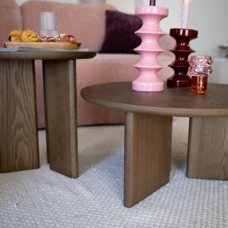 Salontafel set Aya ø40 en ø68 cm walnut