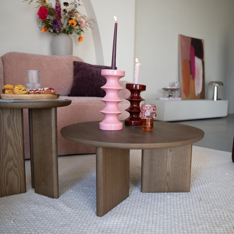 Salontafel set Aya ø40 en ø68 cm walnut