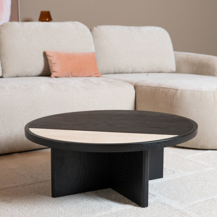 Salontafel Maeva Ø80 cm zwart eiken