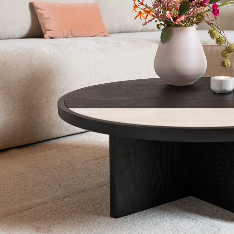 Salontafel Maeva Ø80 cm zwart eiken
