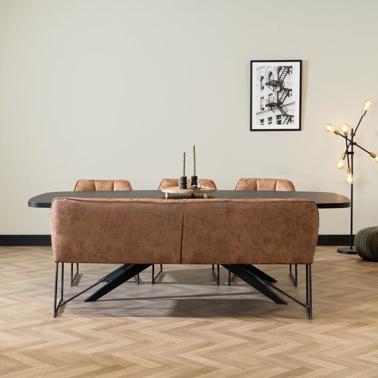 Eetkamerbank Abel cognac microvezel 185 cm