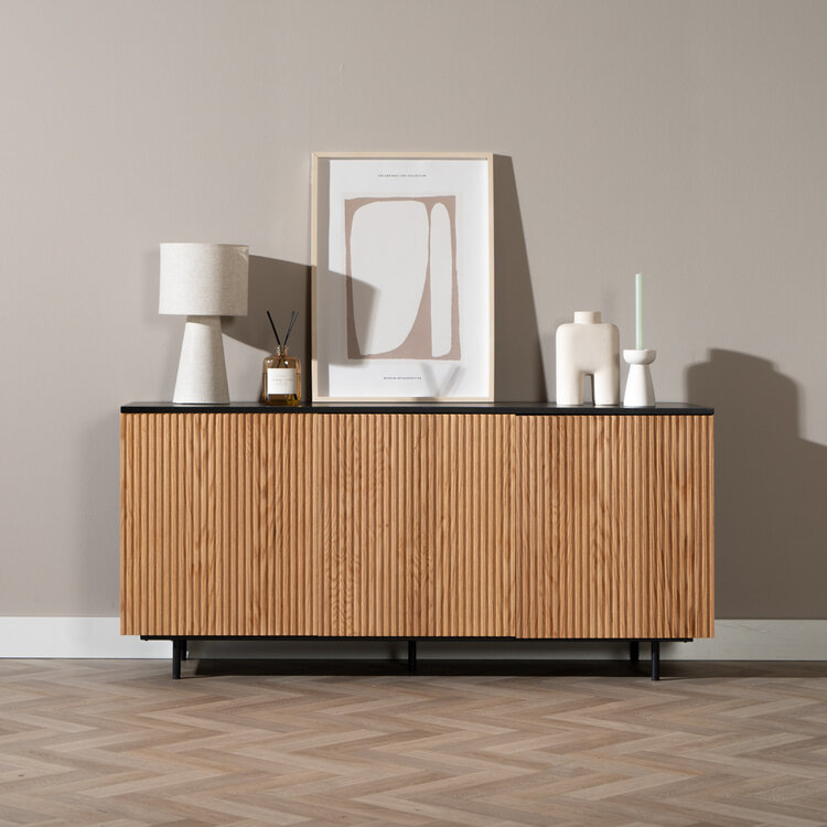 Dressoir Haley zwart/blank eiken 160 cm