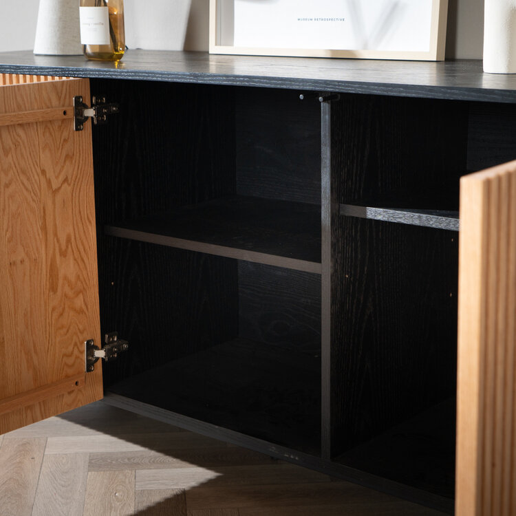 Dressoir Haley zwart/blank eiken 160 cm