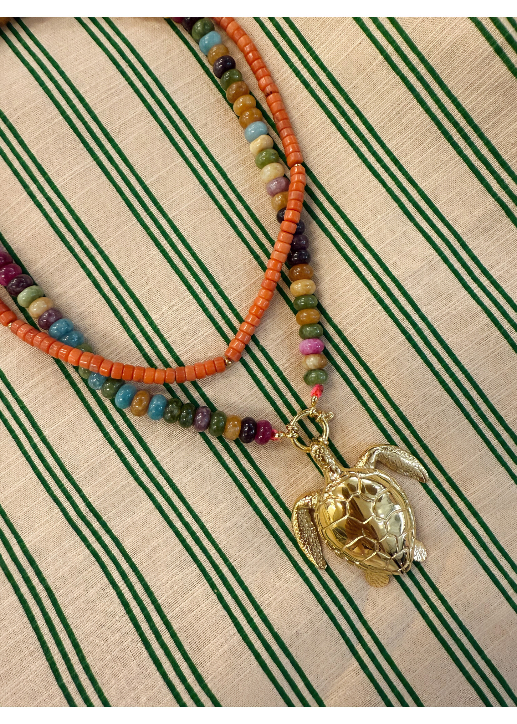 Necklace Multi Color - Gold Turtle