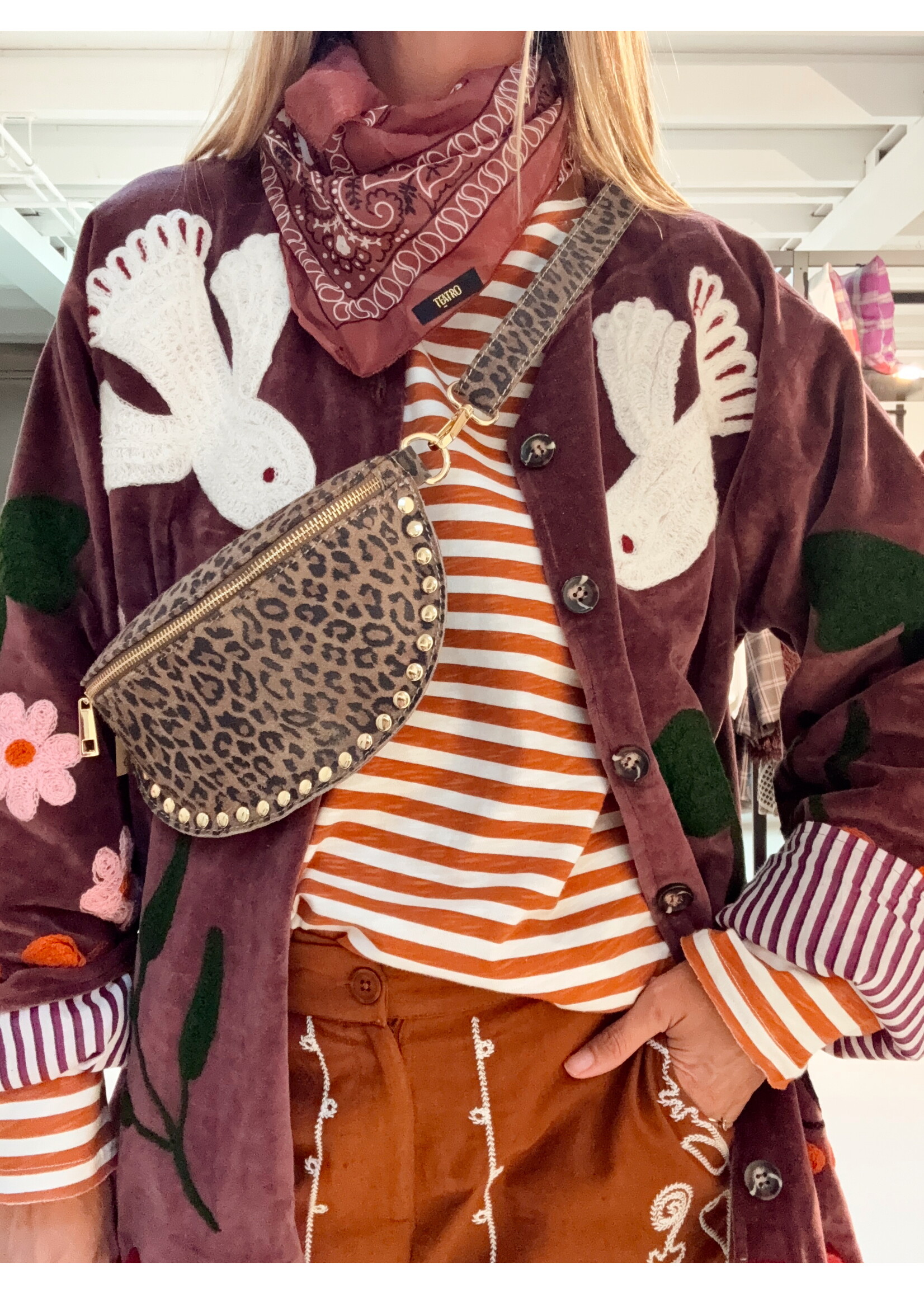 Bag Leather Leopard - Studded Fanny