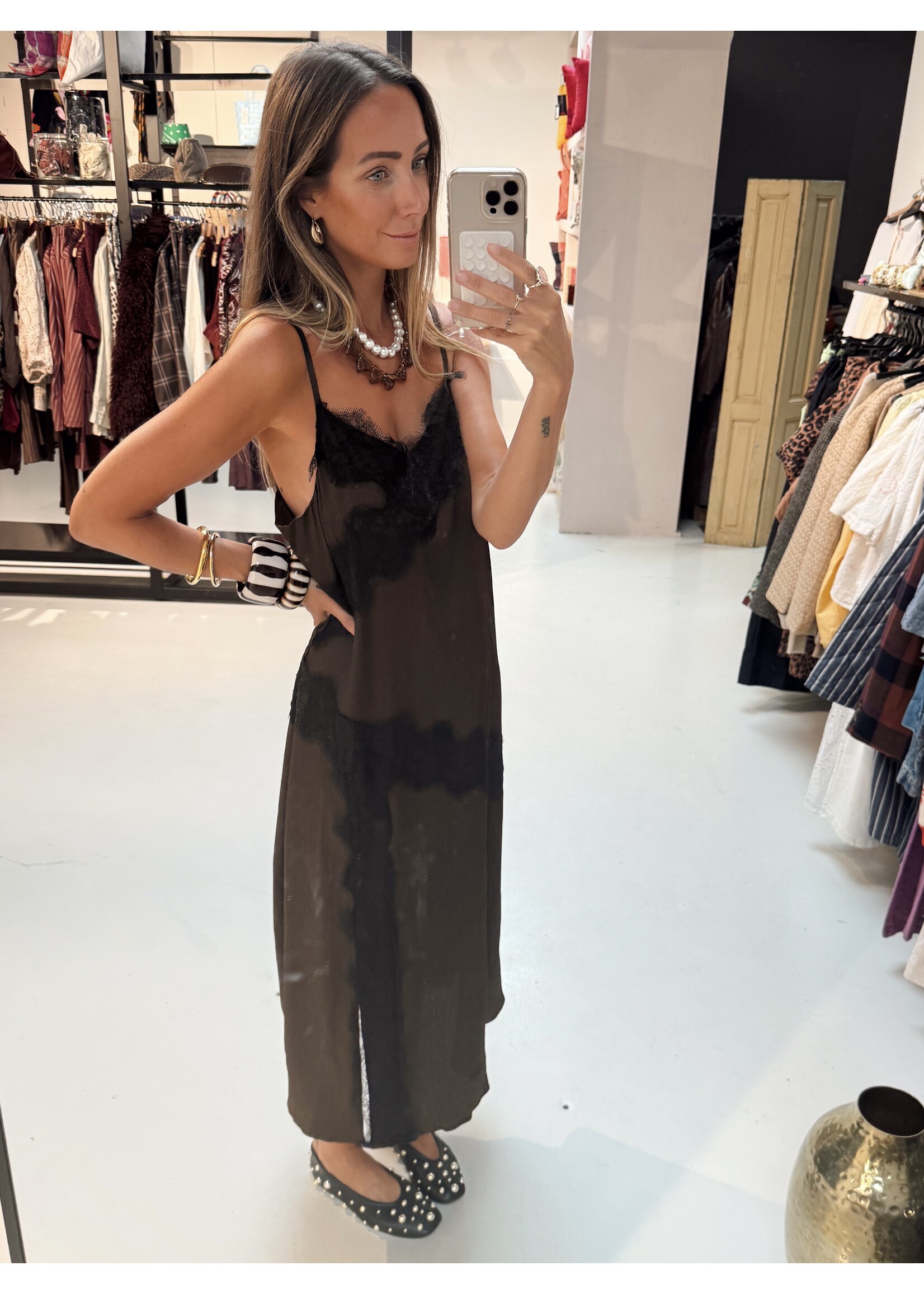 Lace Dress - Brown/Black