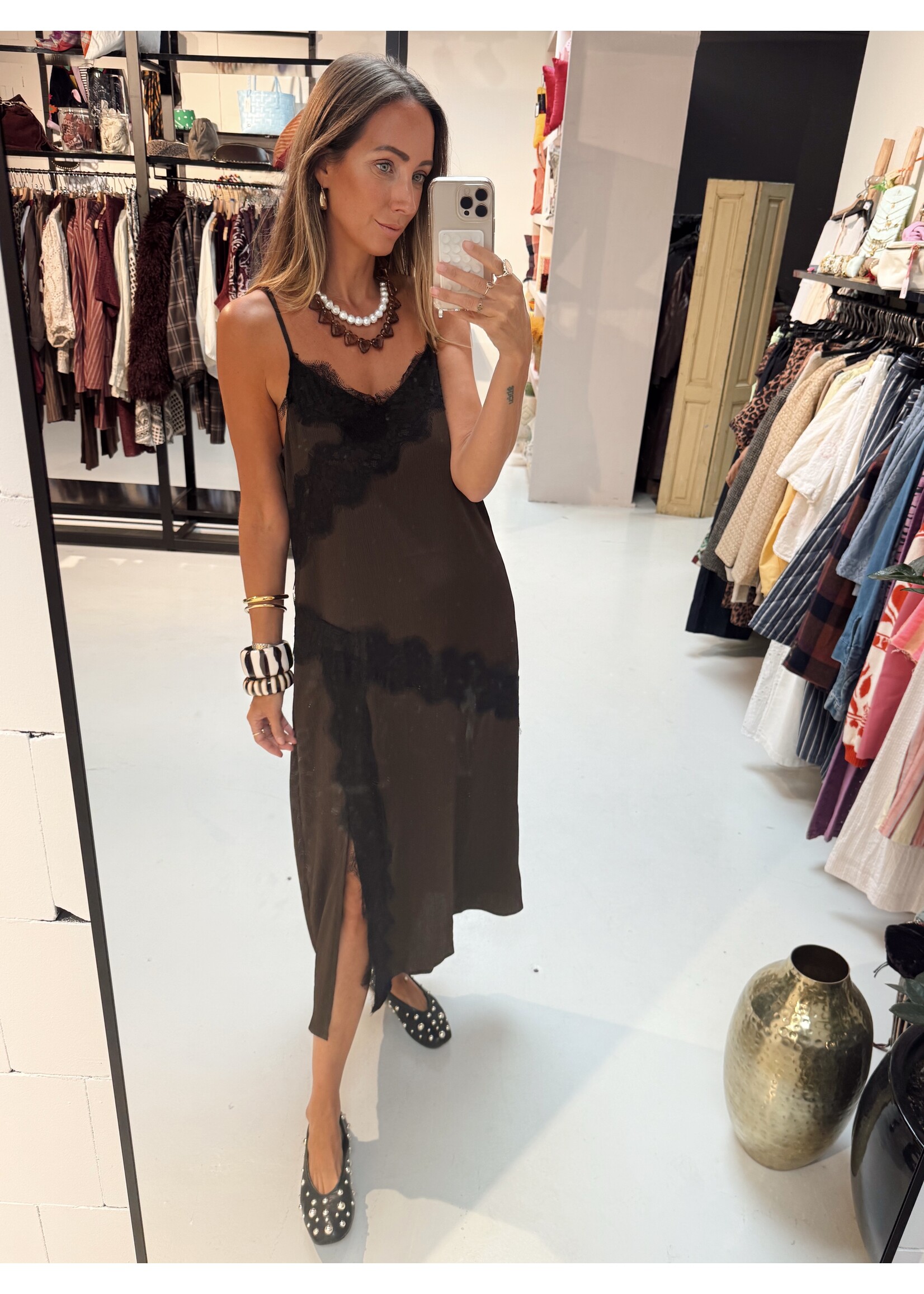 Lace Dress - Brown/Black