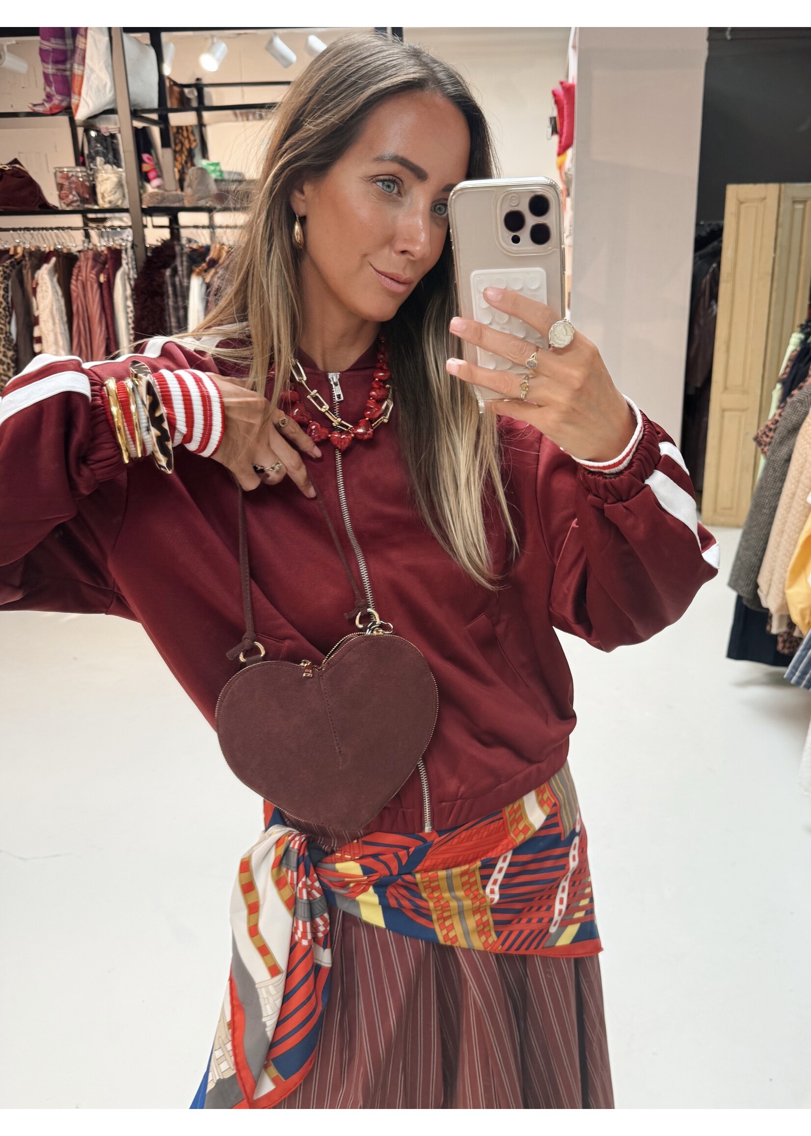 Bag Suede Heart - Bordeaux