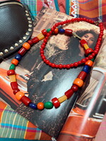 Necklace Beaded Red/Orange