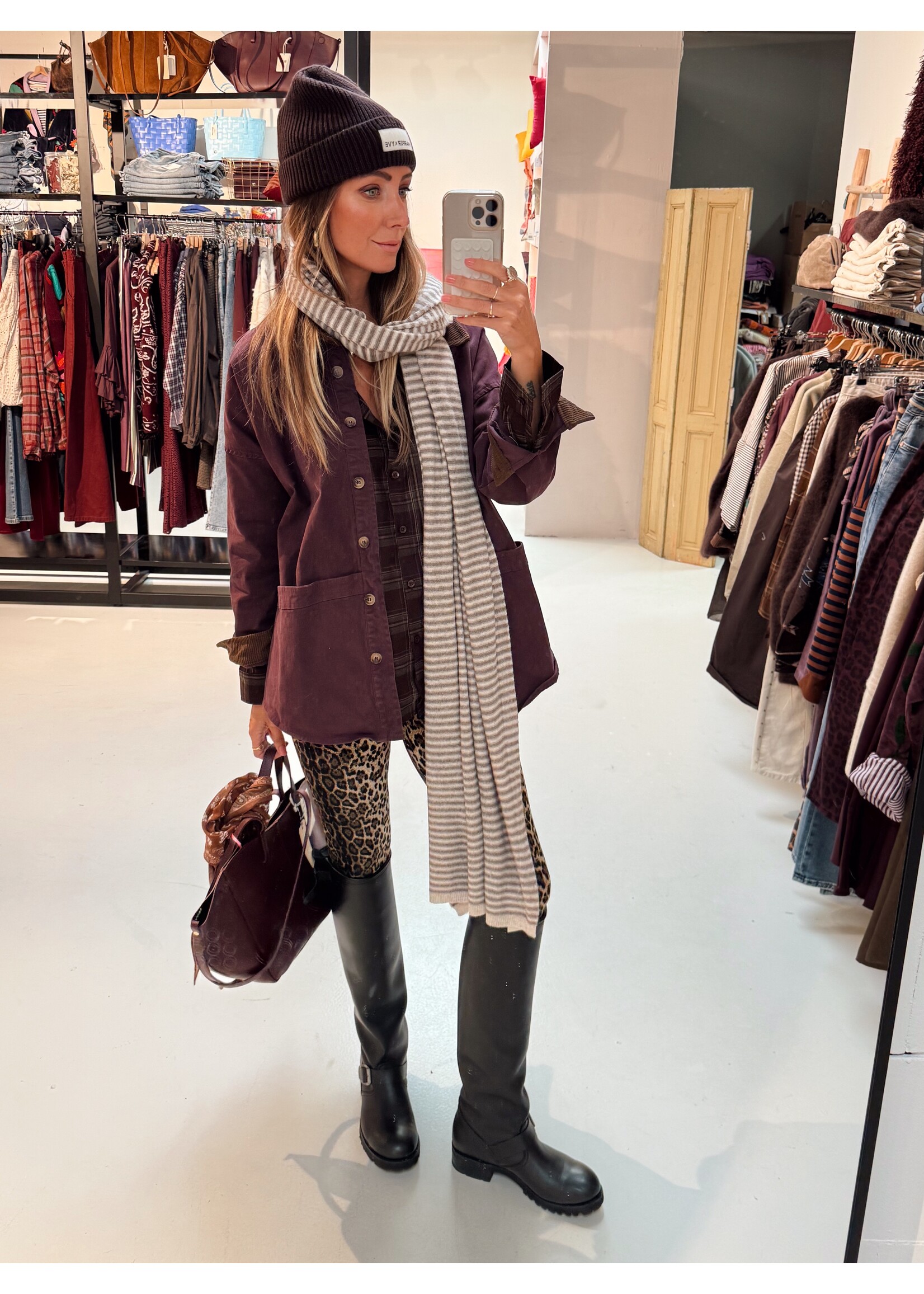 Scarf Striped Creme/Taupe