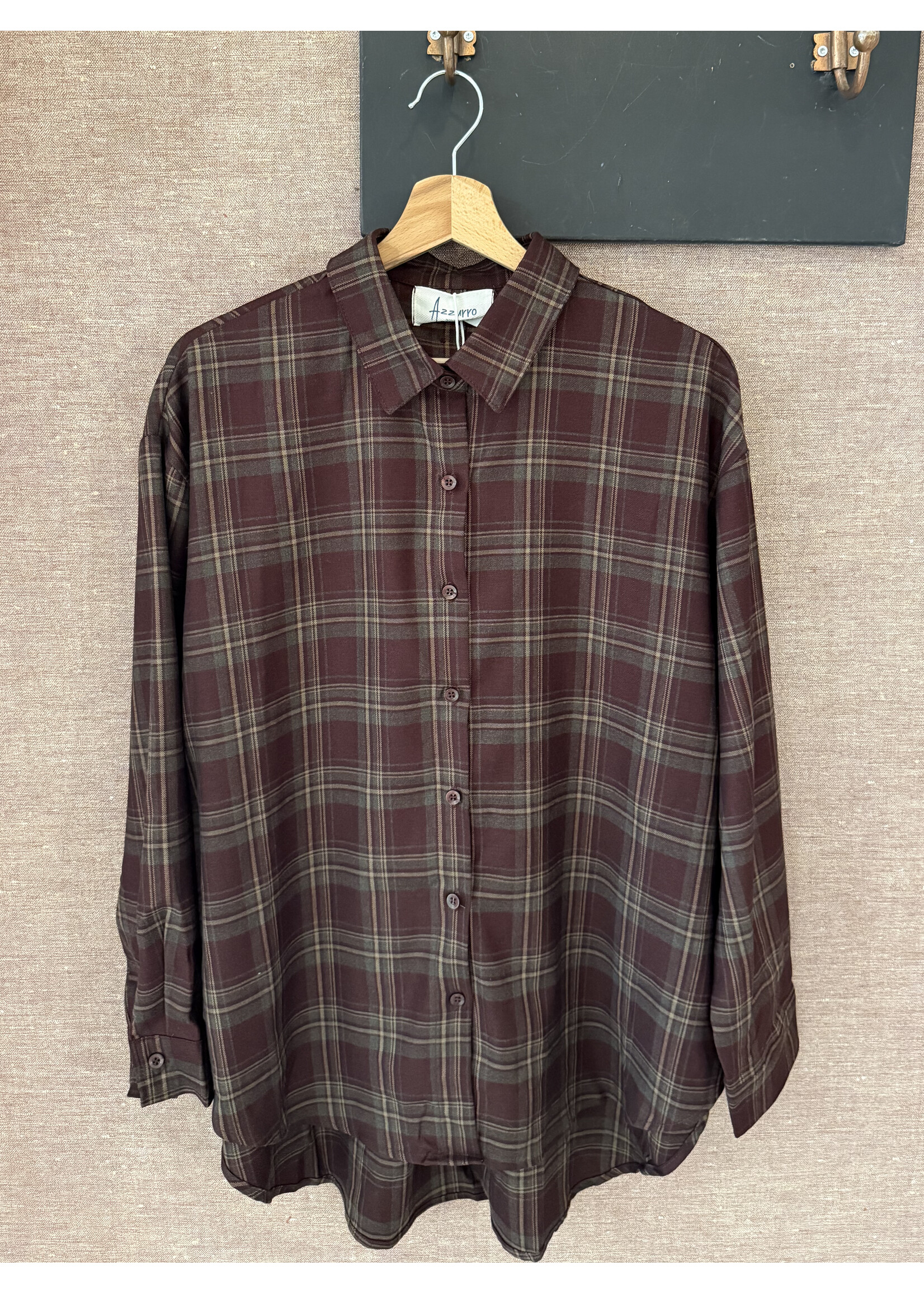 Checkered Blouse - Dark Red