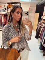 Checkered Blouse - Brown/Creme