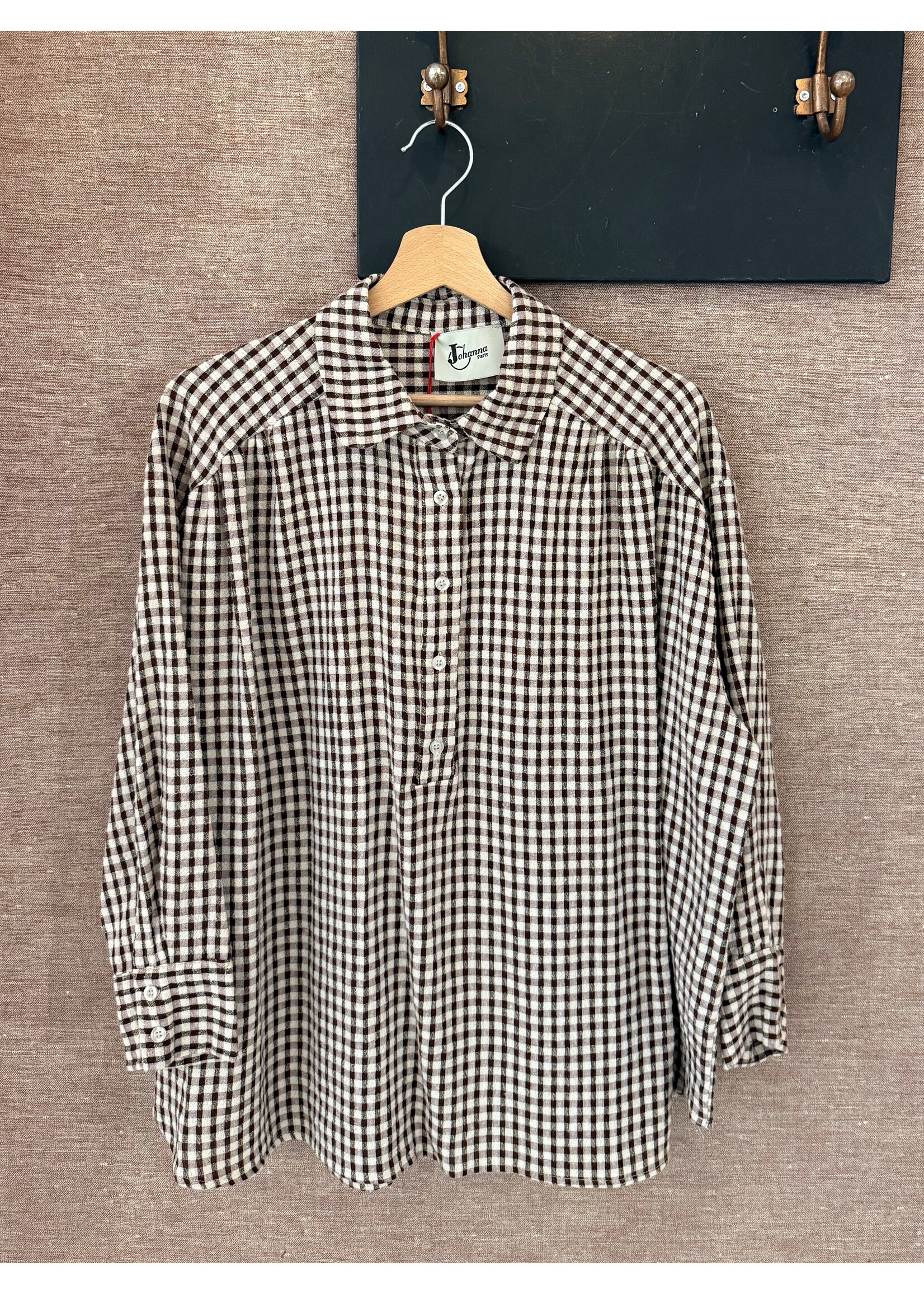 Checkered Blouse - Brown/Creme