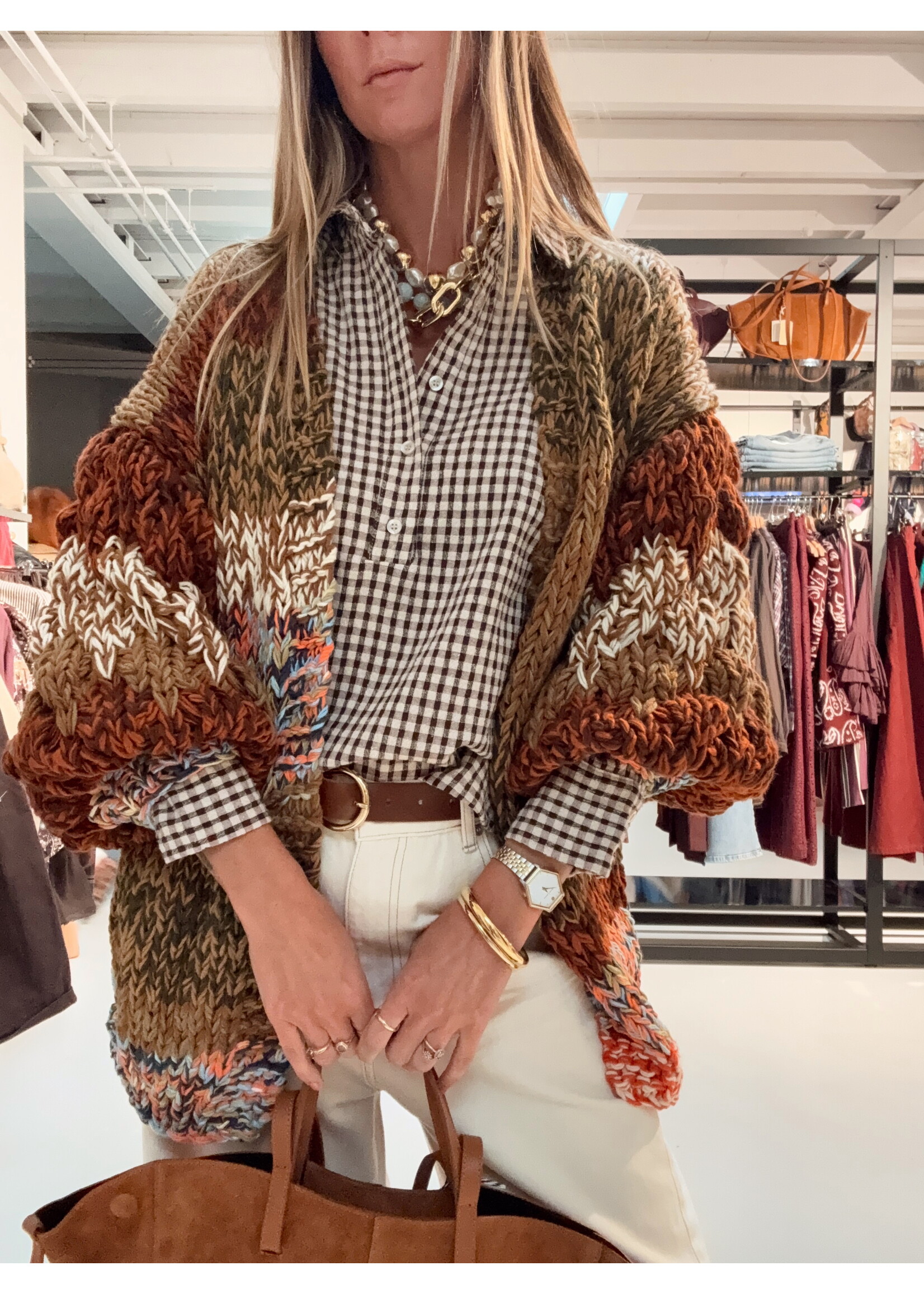 Cardigan - Rust/Blue