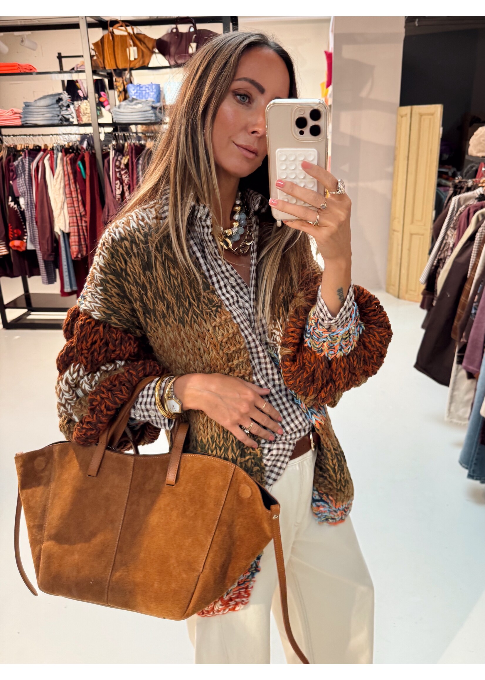 Cardigan - Rust/Blue