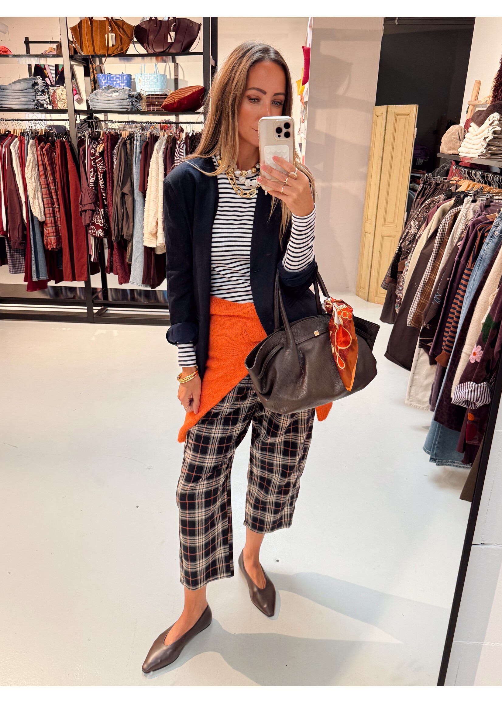 Checkered Pants 7/8 Blue