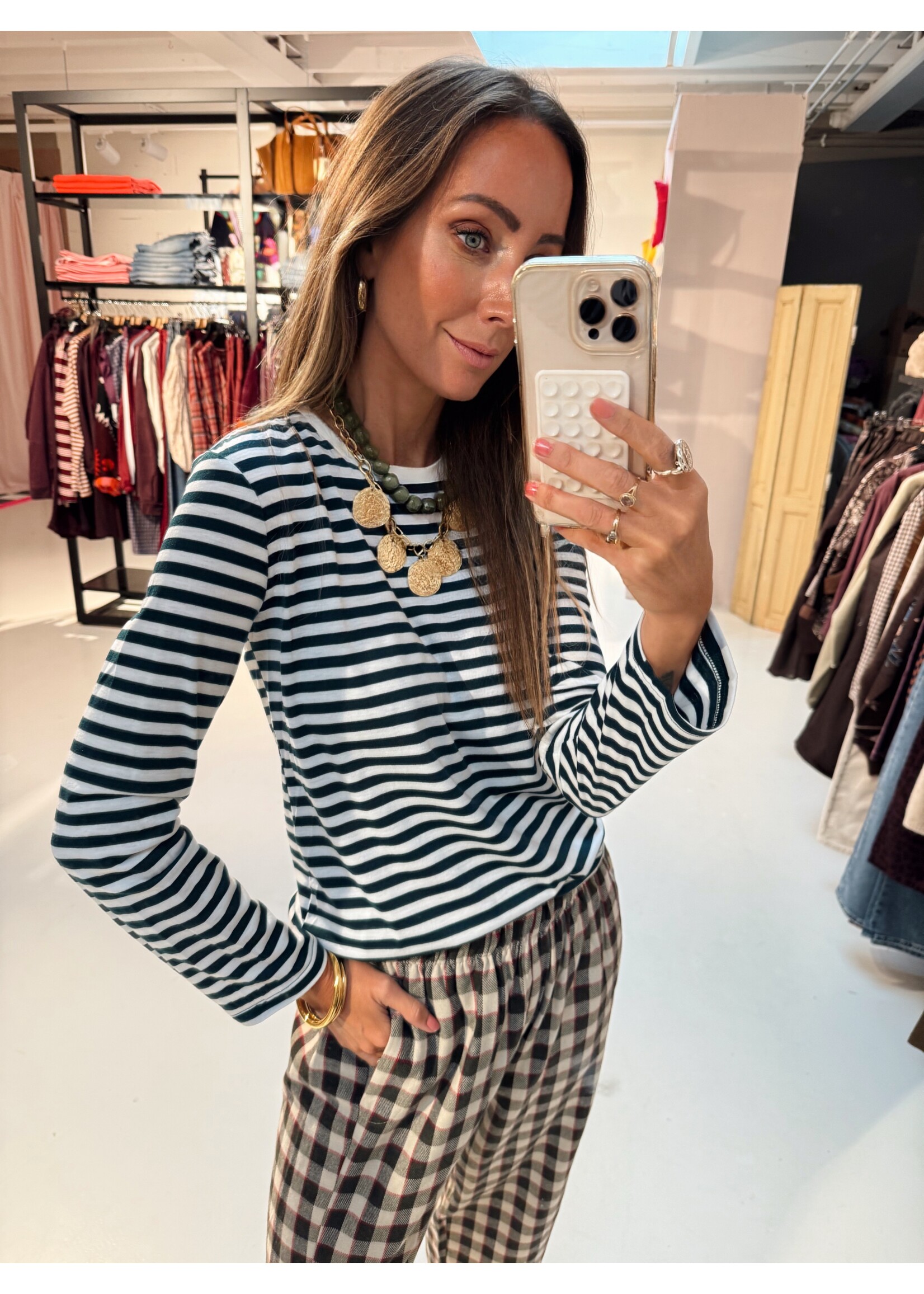 Striped Longsleeve - Pine/Cream