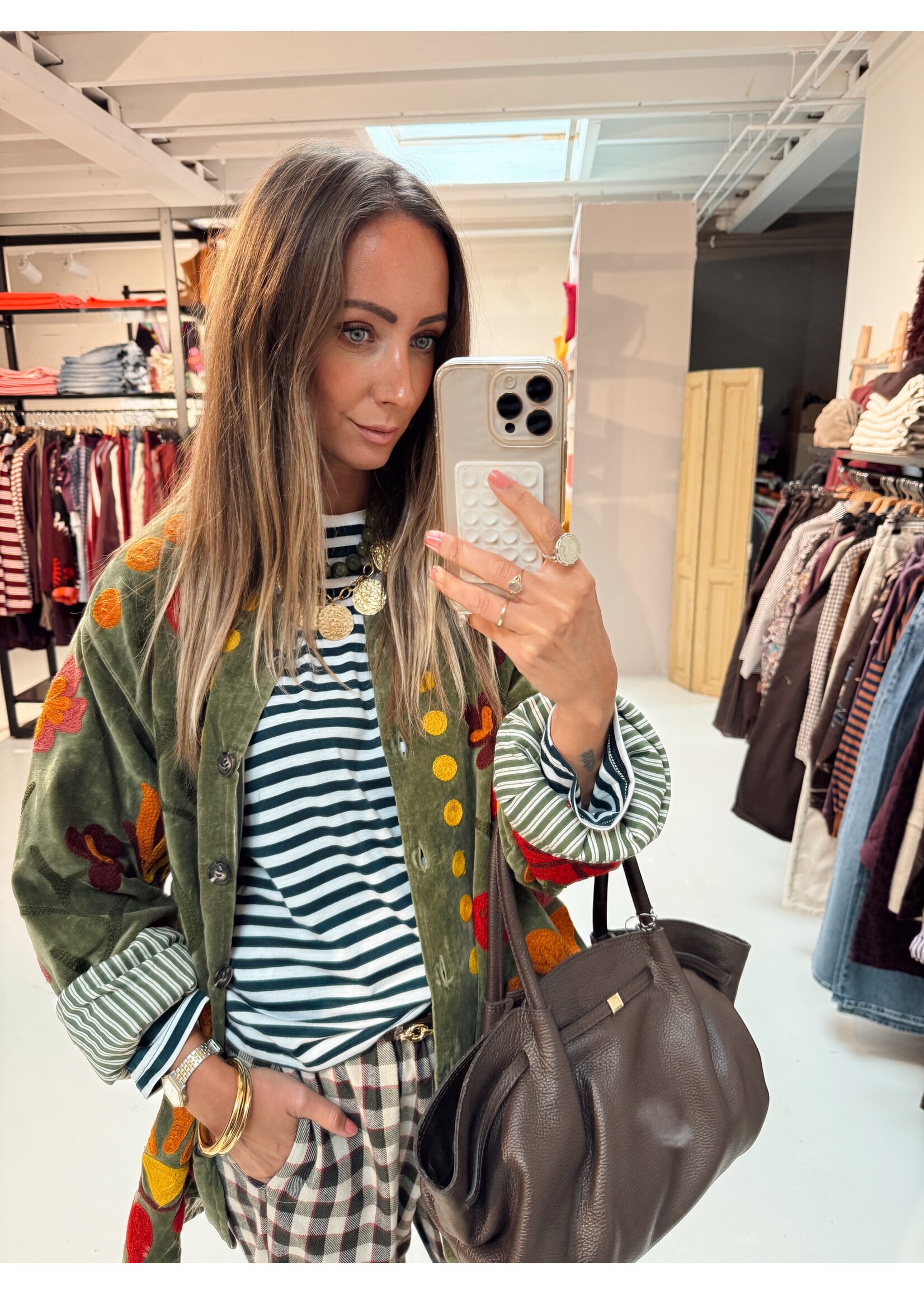 Striped Longsleeve - Pine/Cream