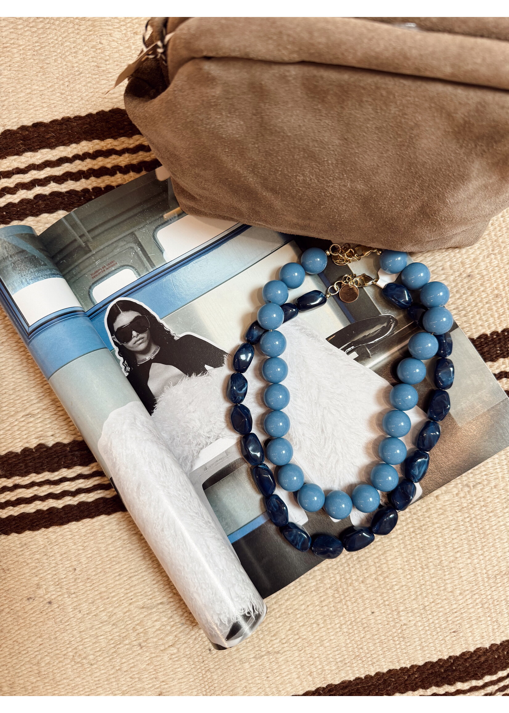 Dark Blue Necklace Beaded