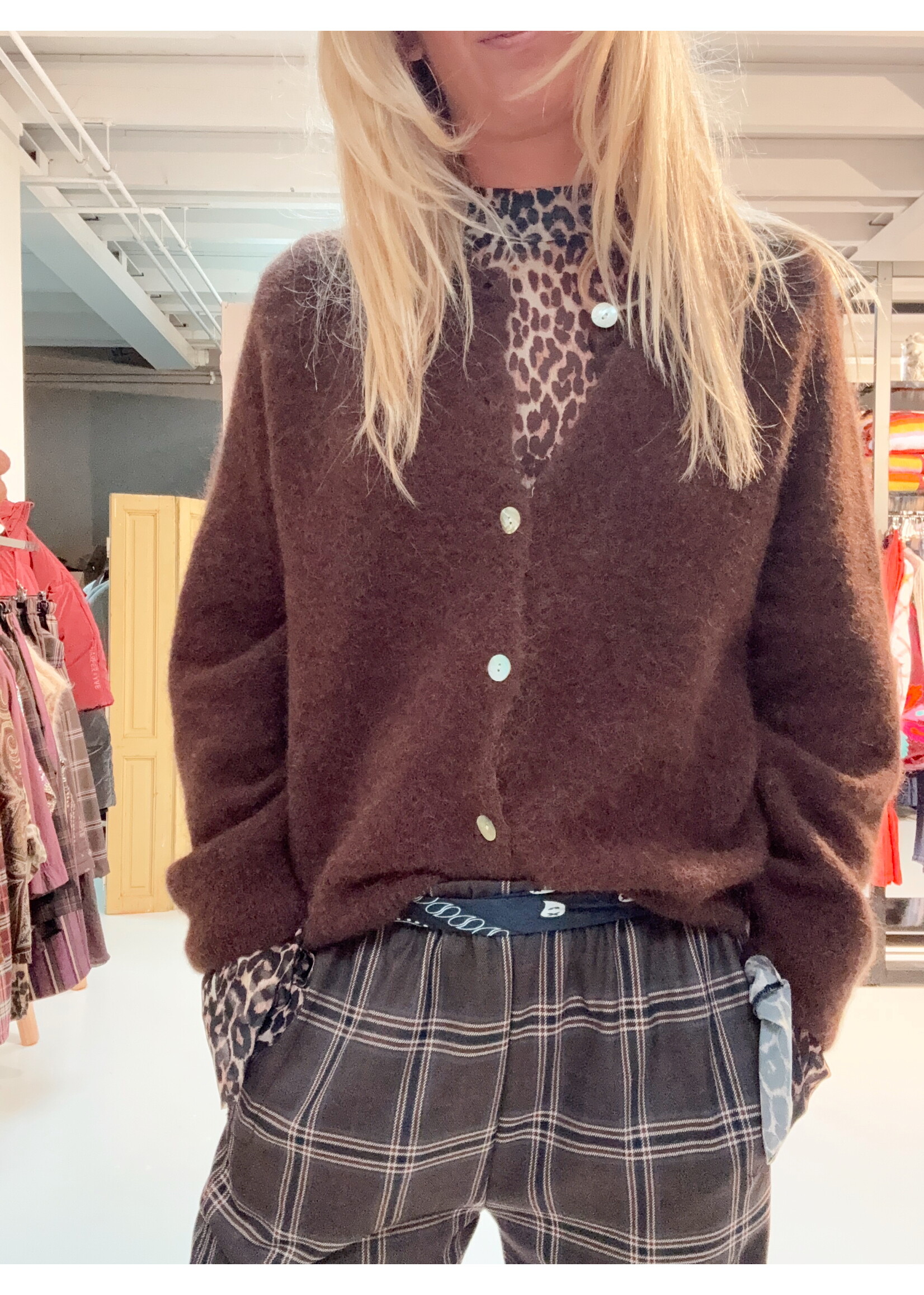 Woolmix Cardigan -Brown