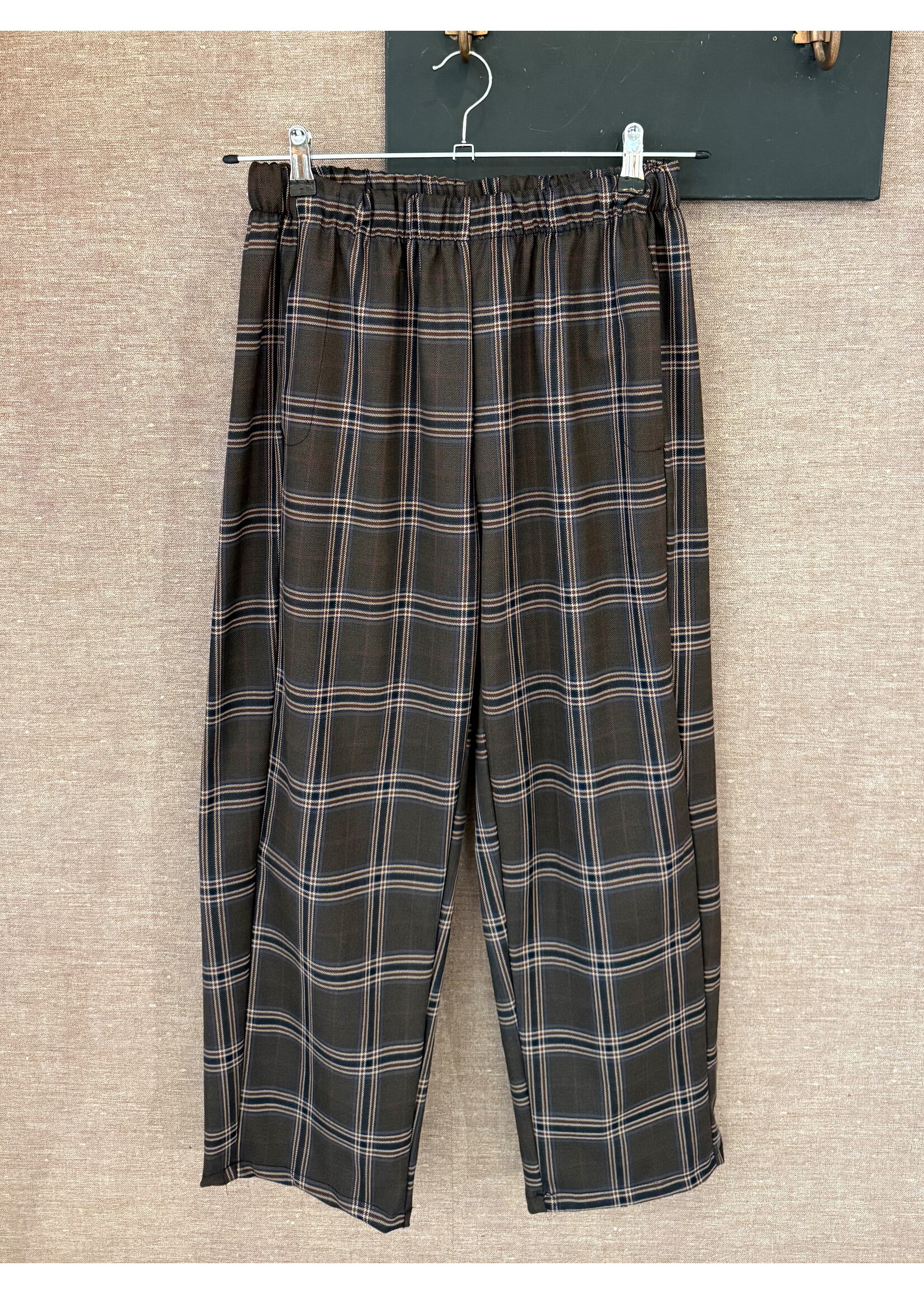 Checkered Pants 7/8 Brown