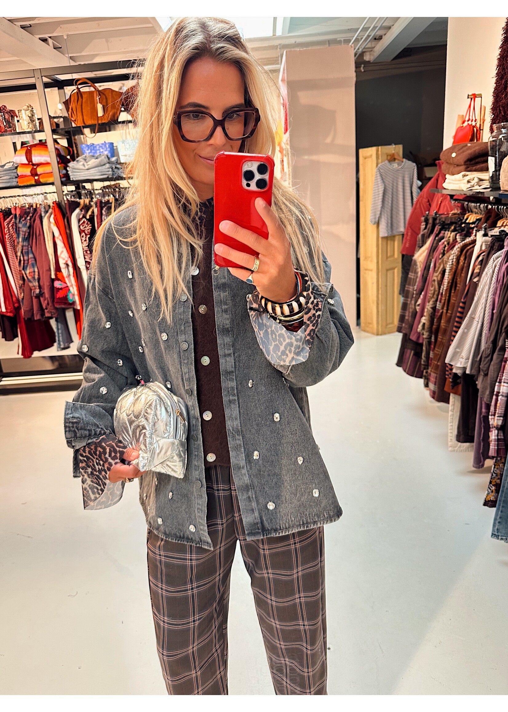 Checkered Pants 7/8 Brown