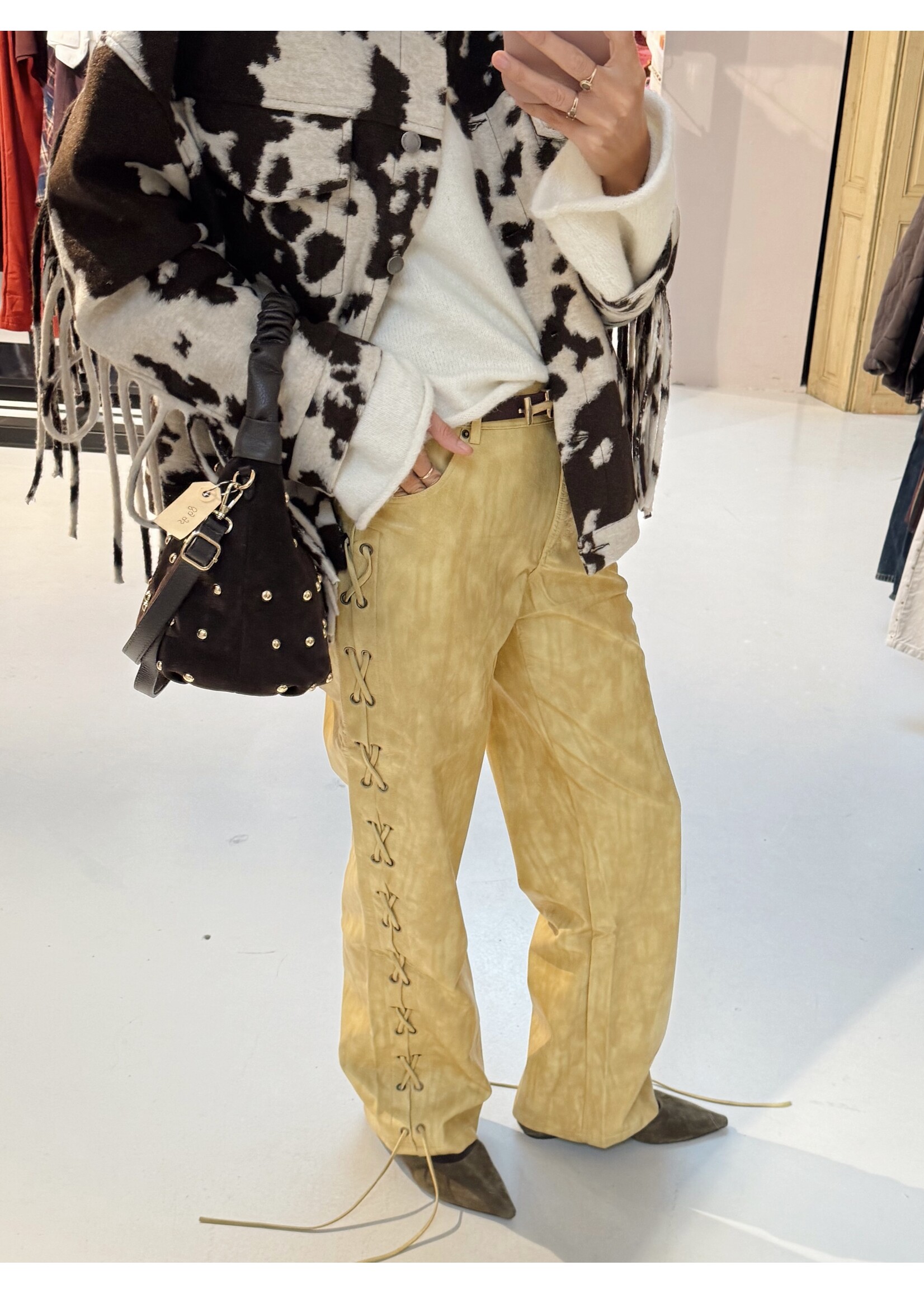 Faux Leather Pants - Yellow