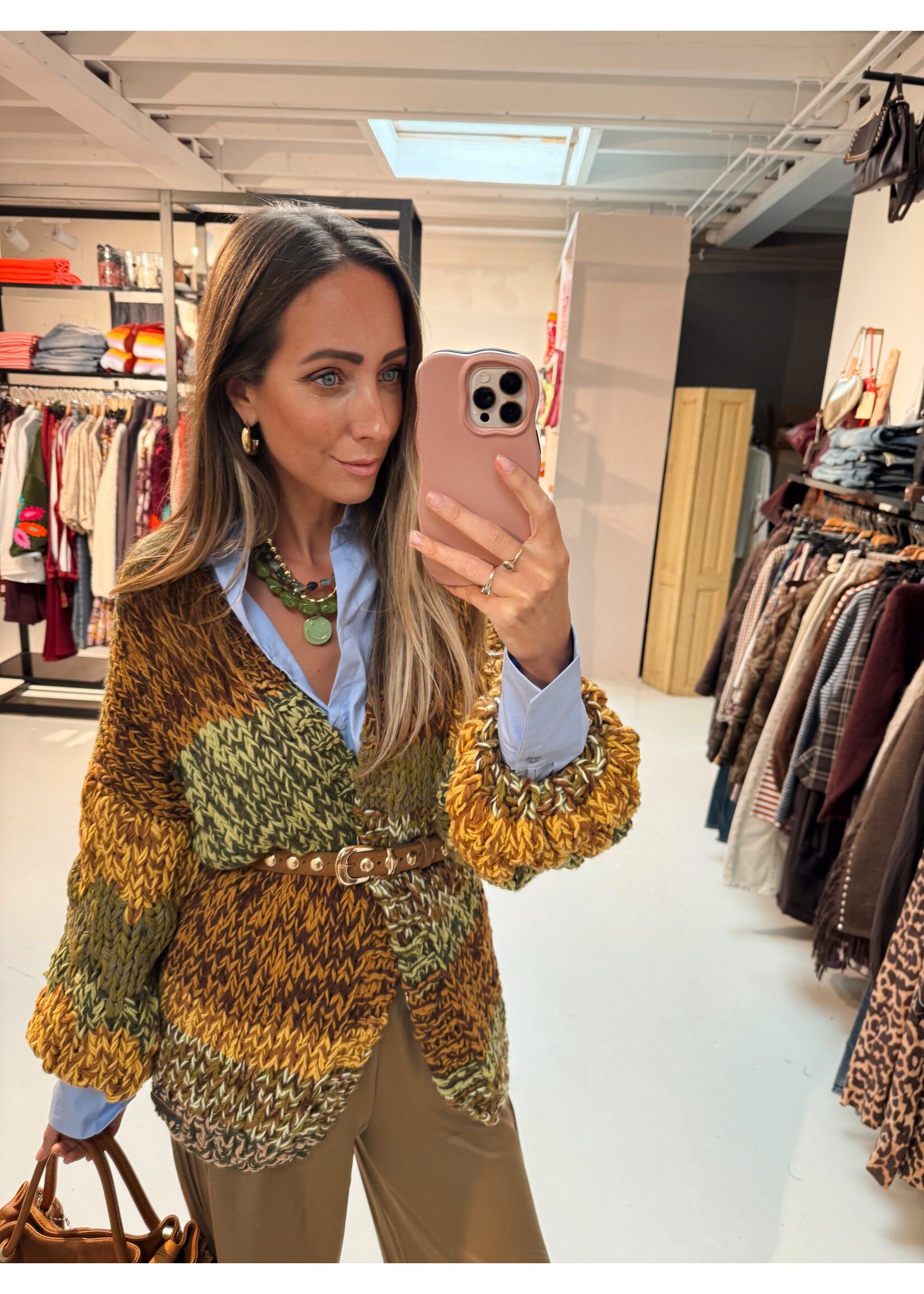 Knitted Vest - Green/Yellow