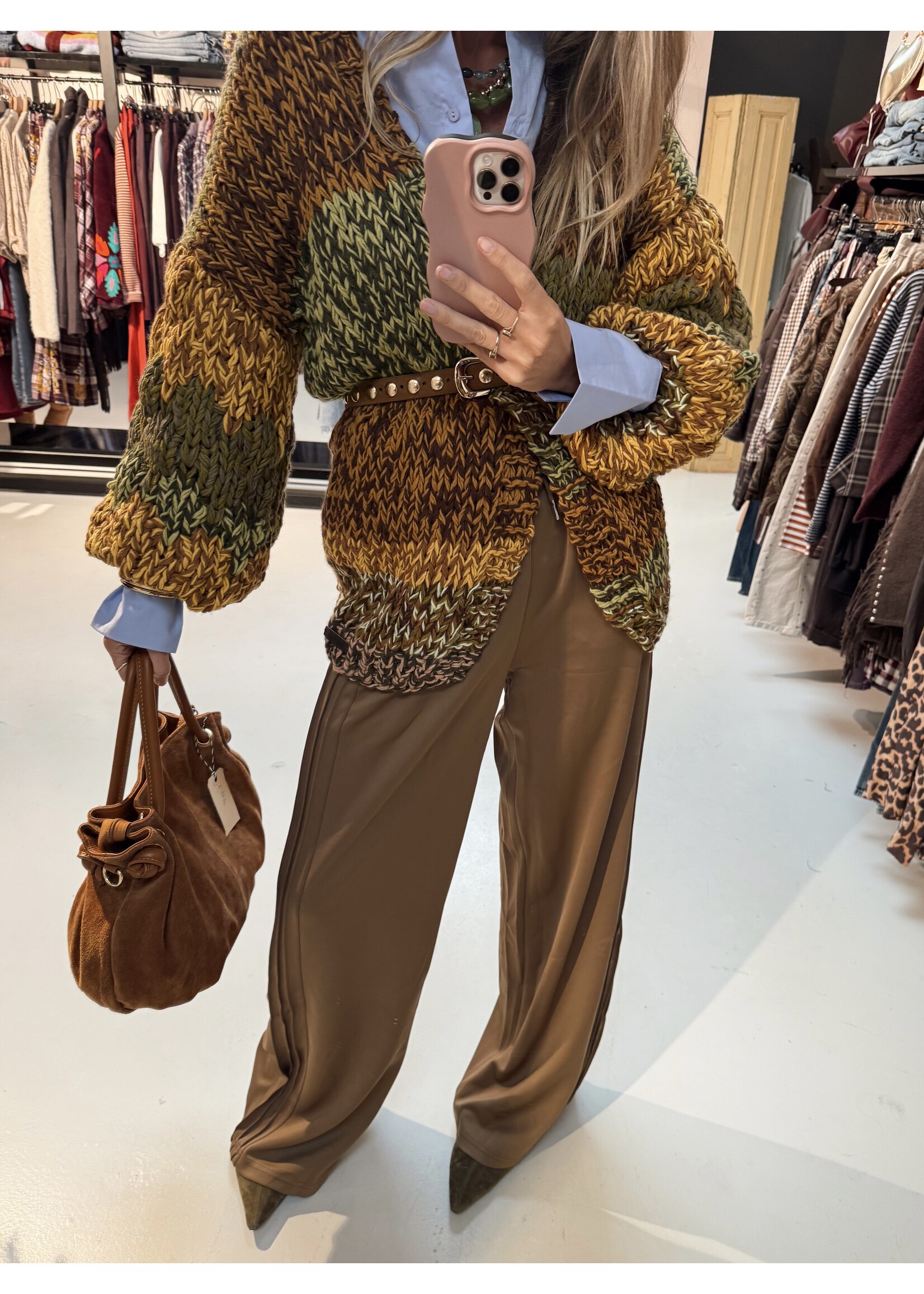 Camel Bag Suede Golden Hardware