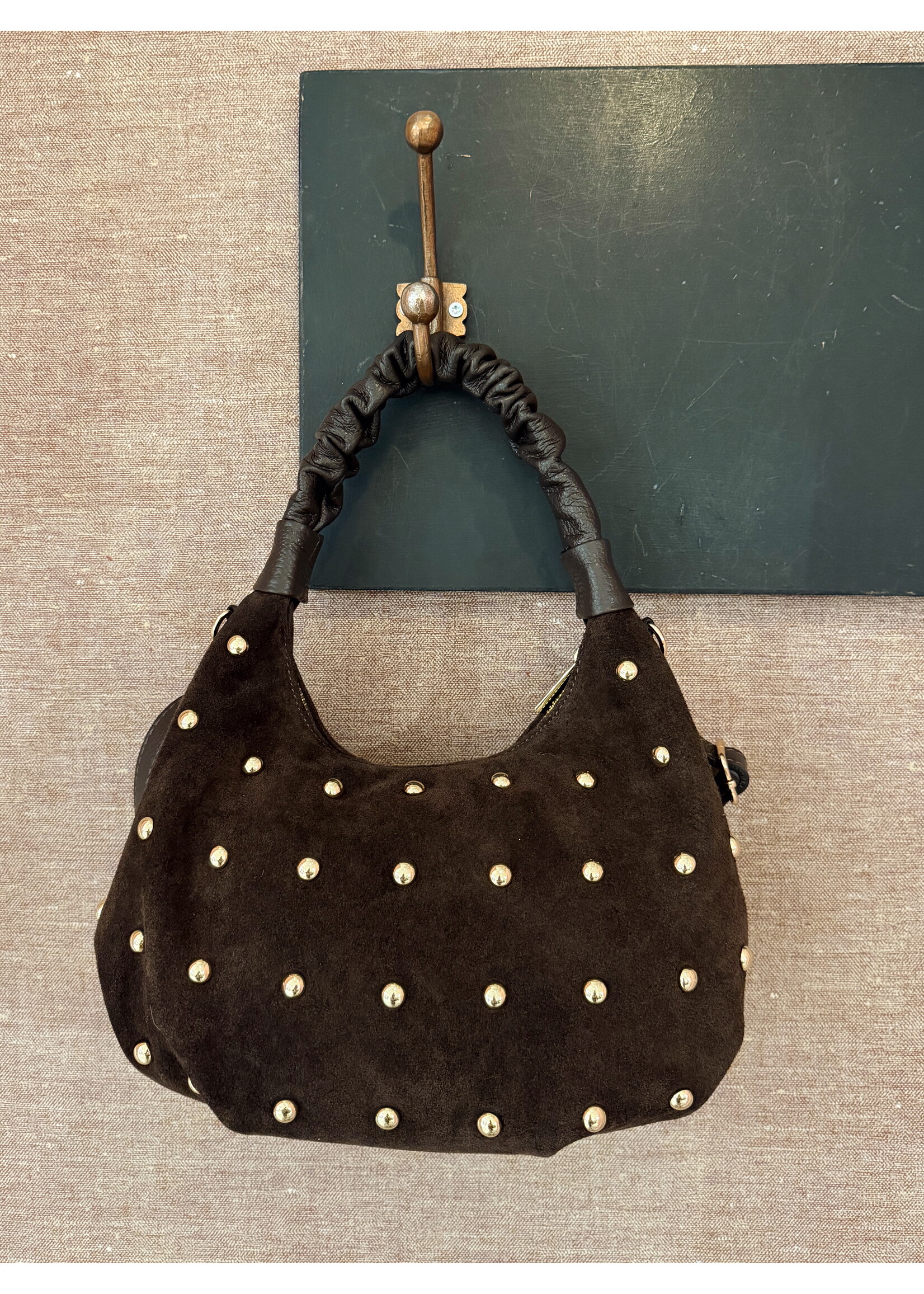 Brown Bag Suede Golden Studs