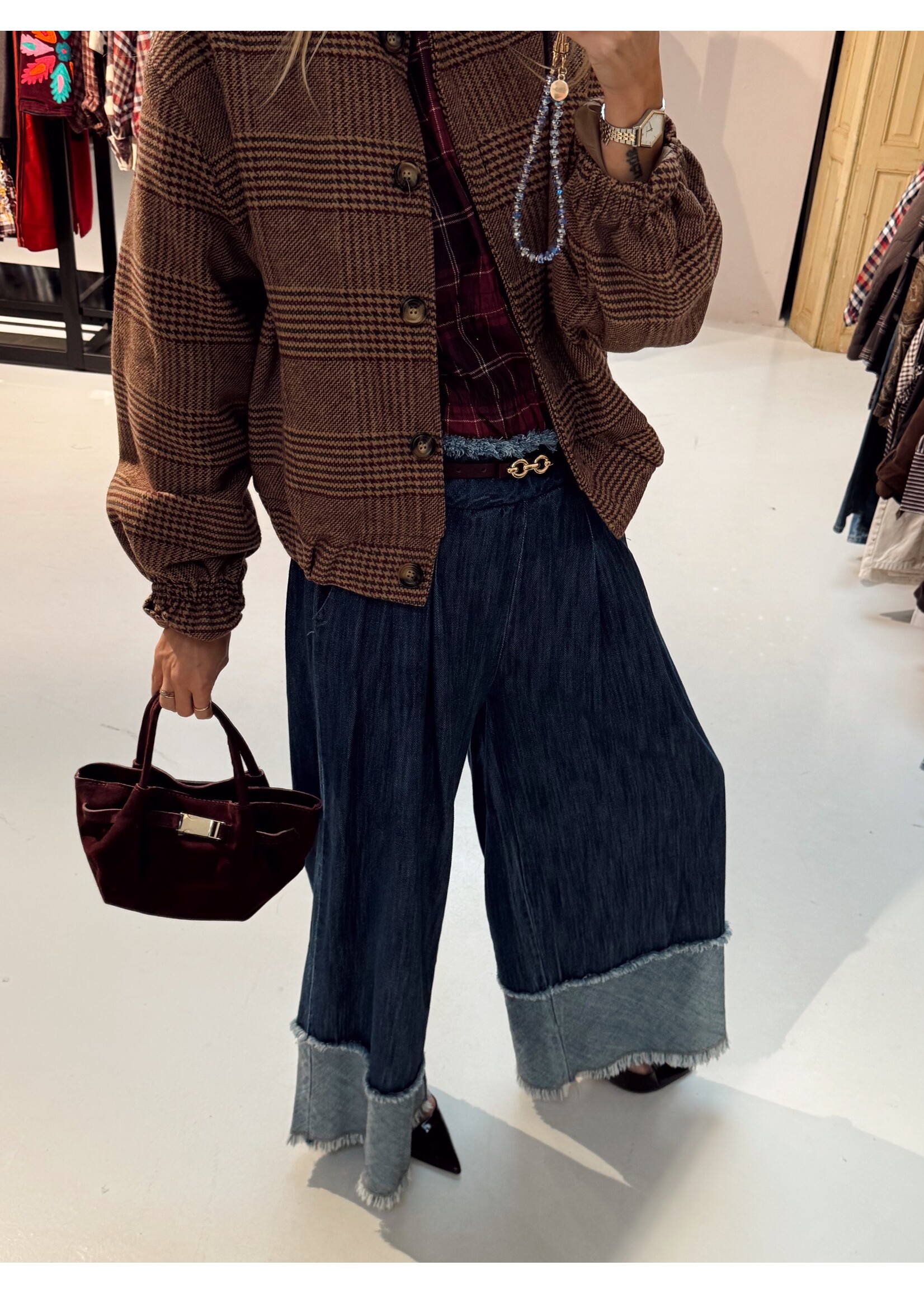 Jeans Wide Leg Ruffle