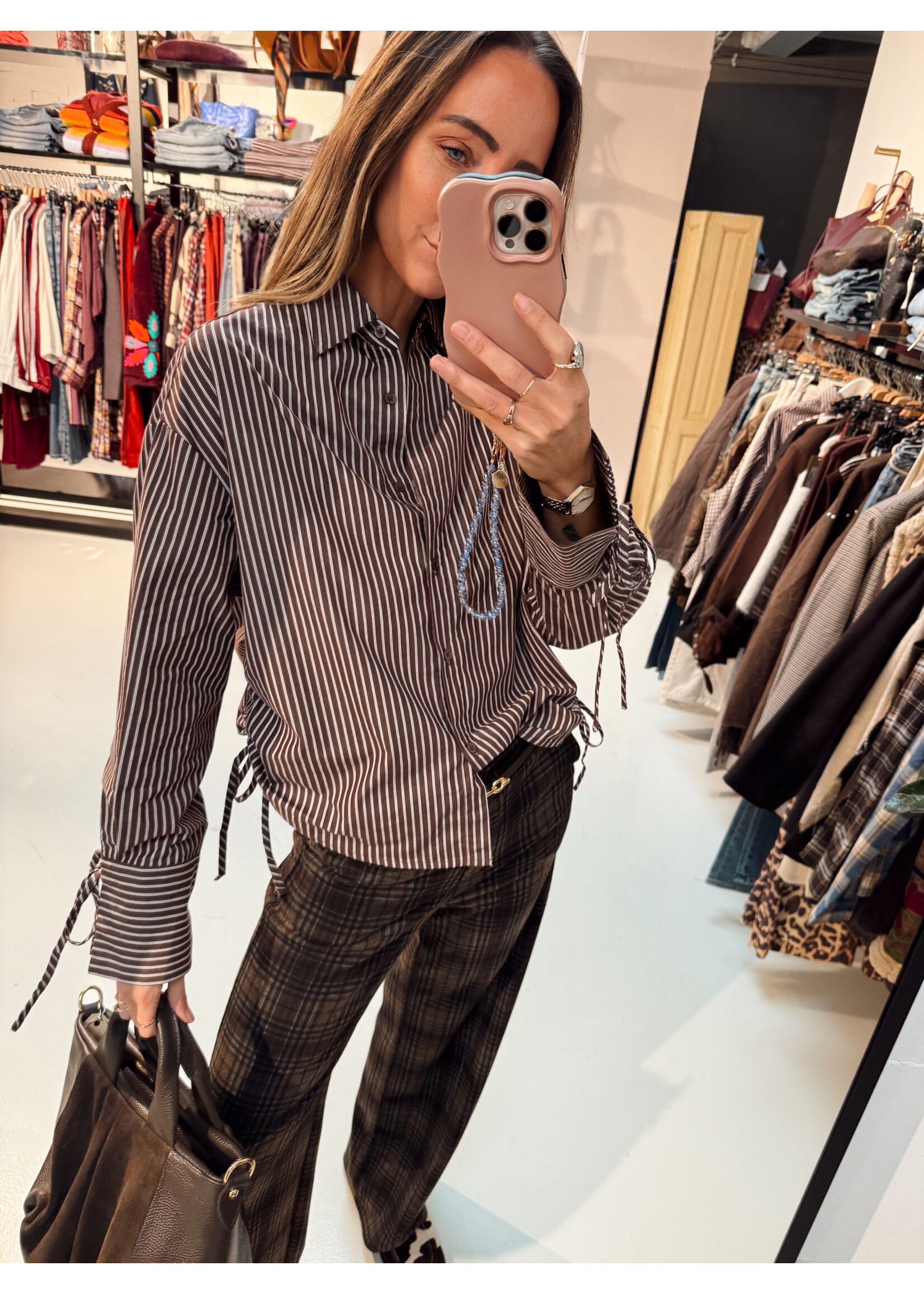 Striped Shirt - Brown/White