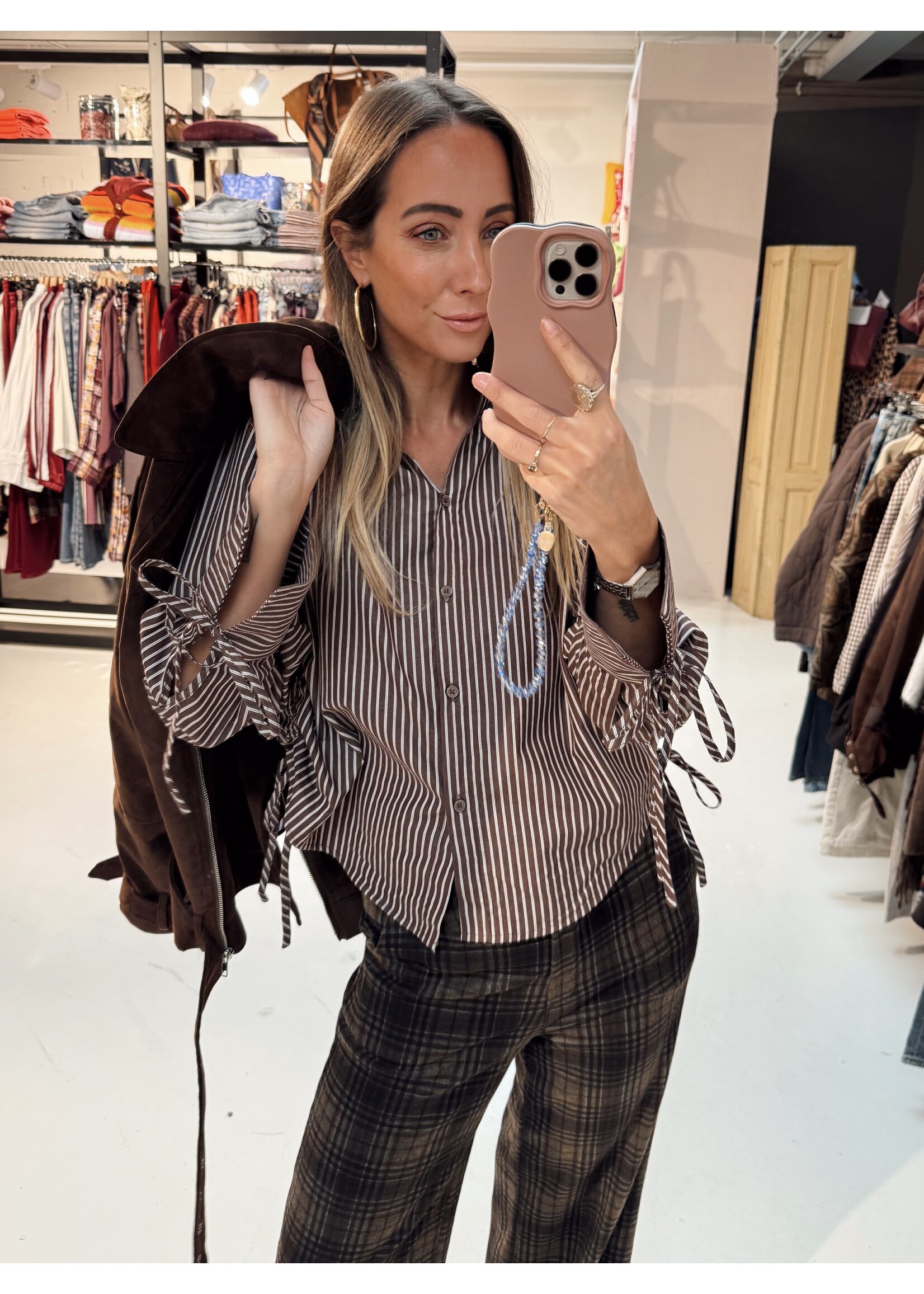 Striped Shirt - Brown/White