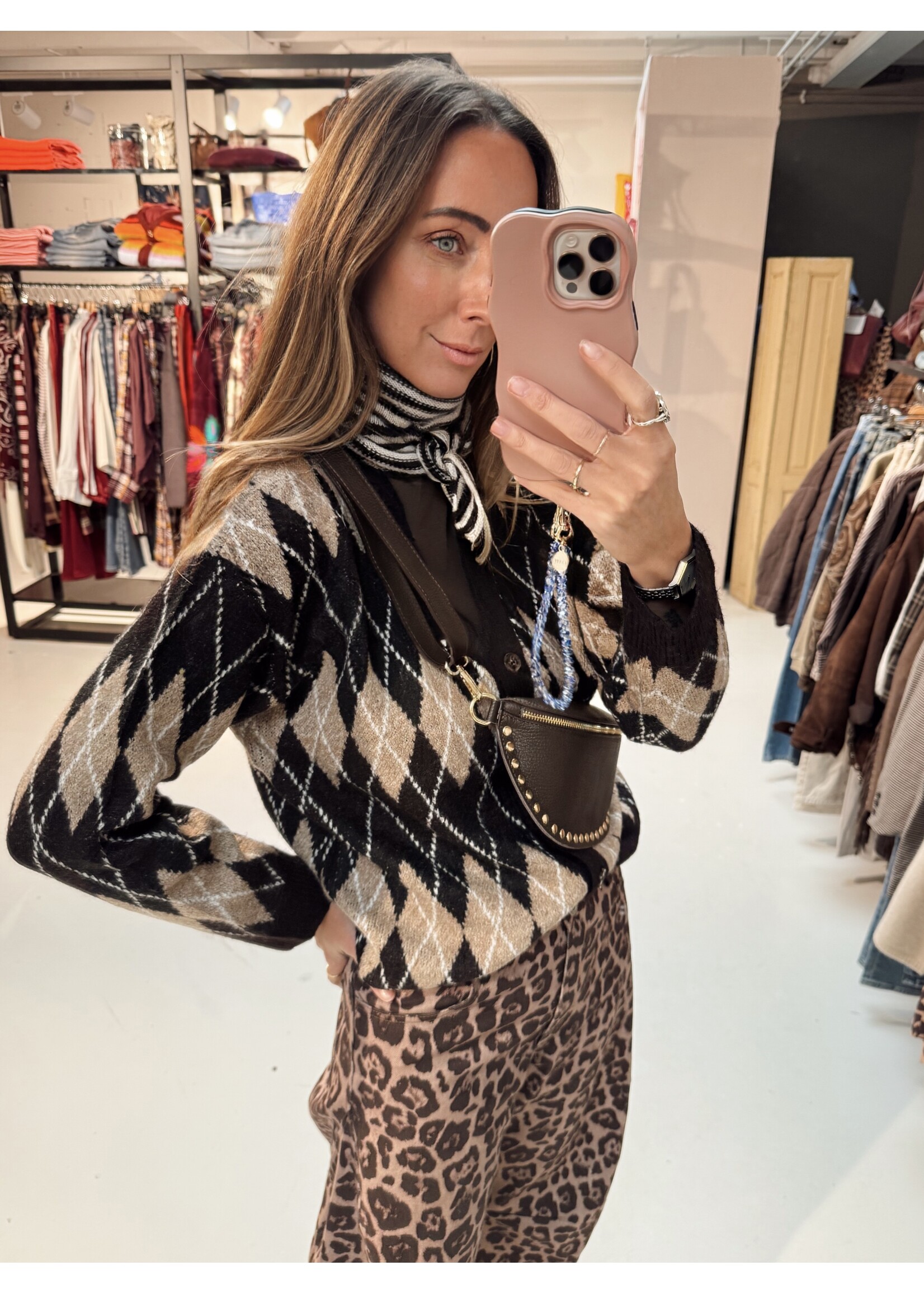 Cardigan Diamond - Brown