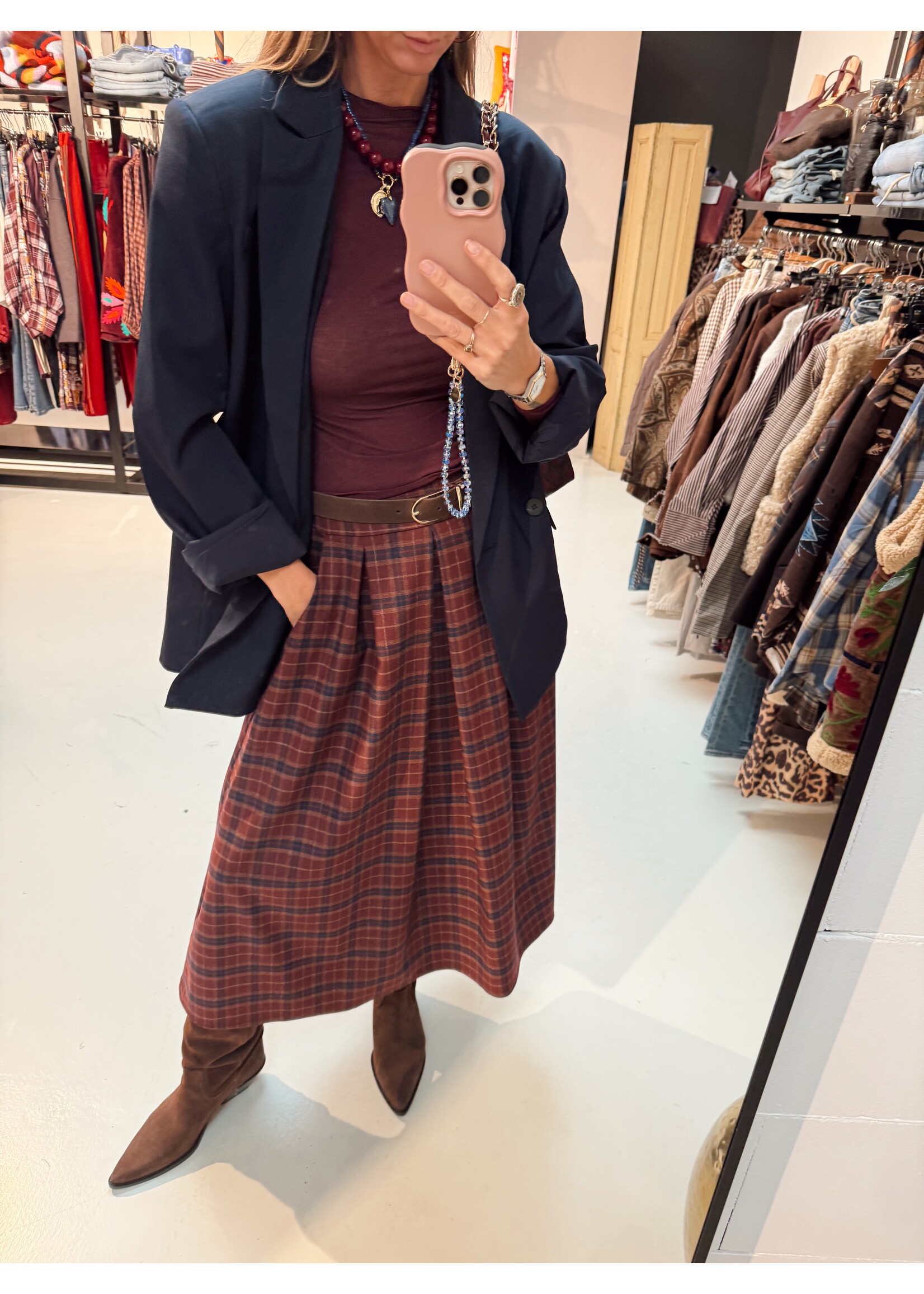 Skirt Checkered Bordeaux/Navy