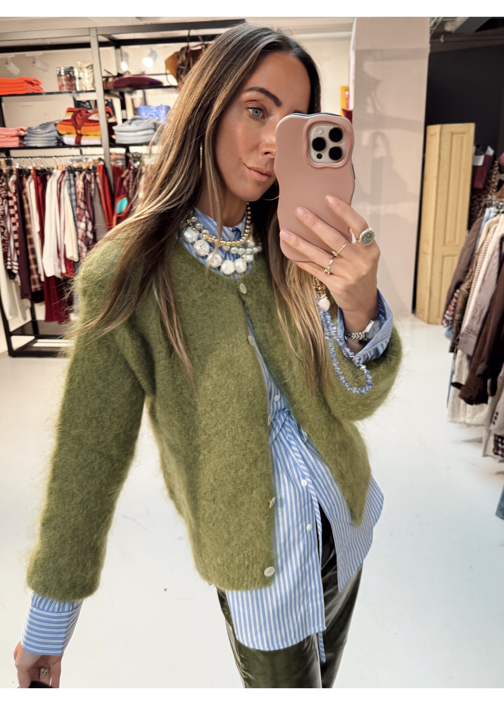 Cardigan Olive Green - Woolblend