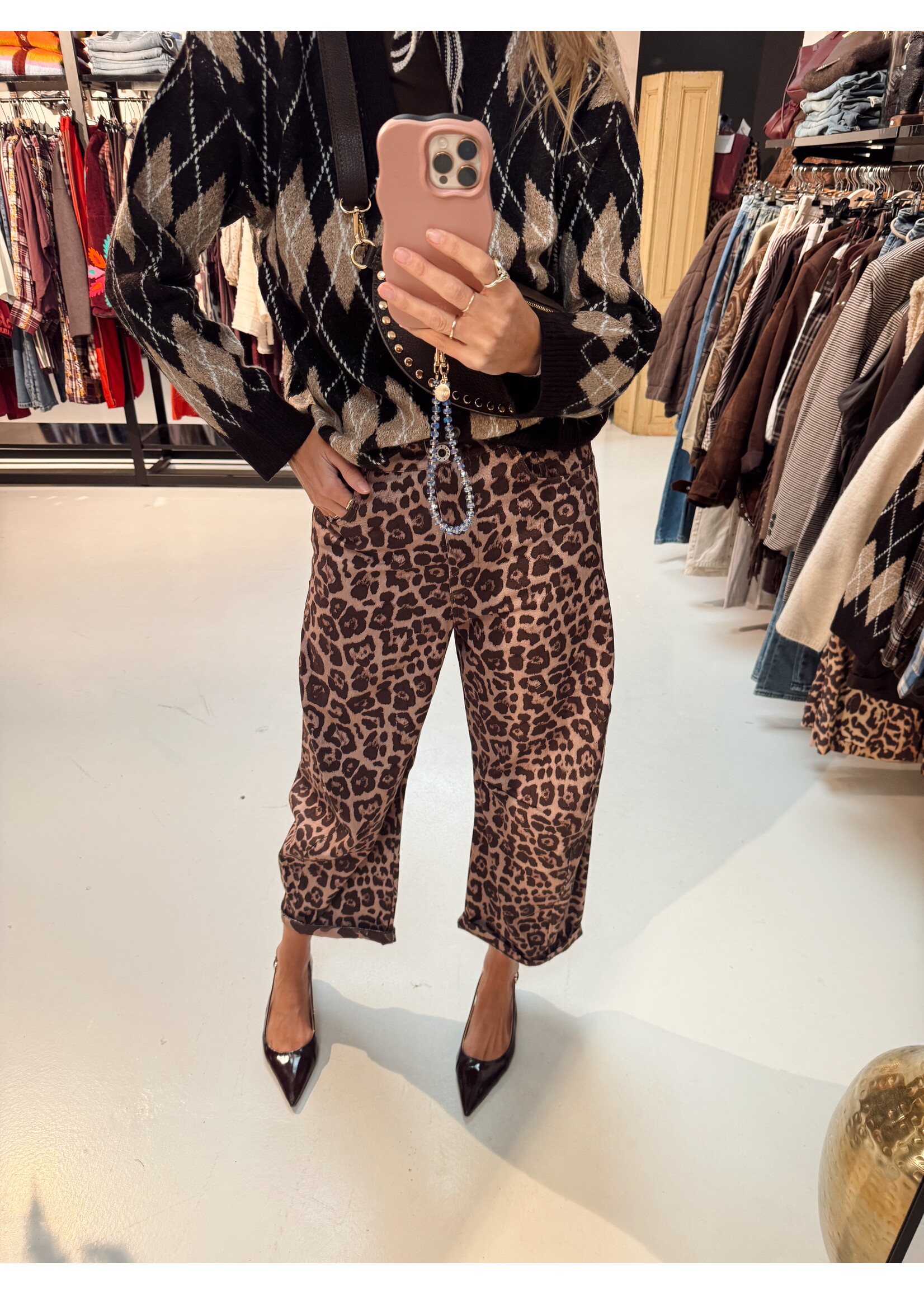 Leopard Barrel Jeans