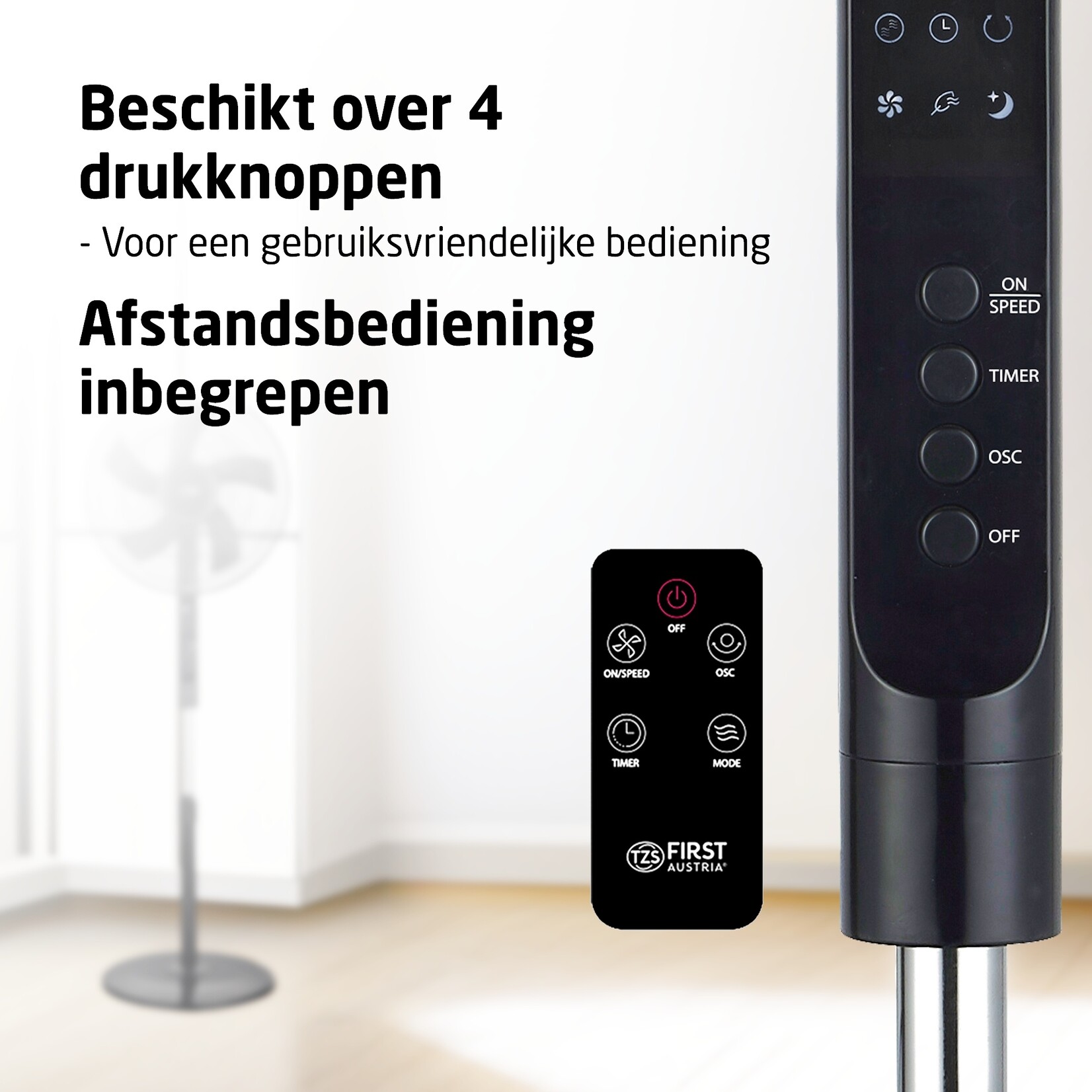 TZS First Austria First Austria 5553-4 Staande Ventilator - Stille Statiefventilator