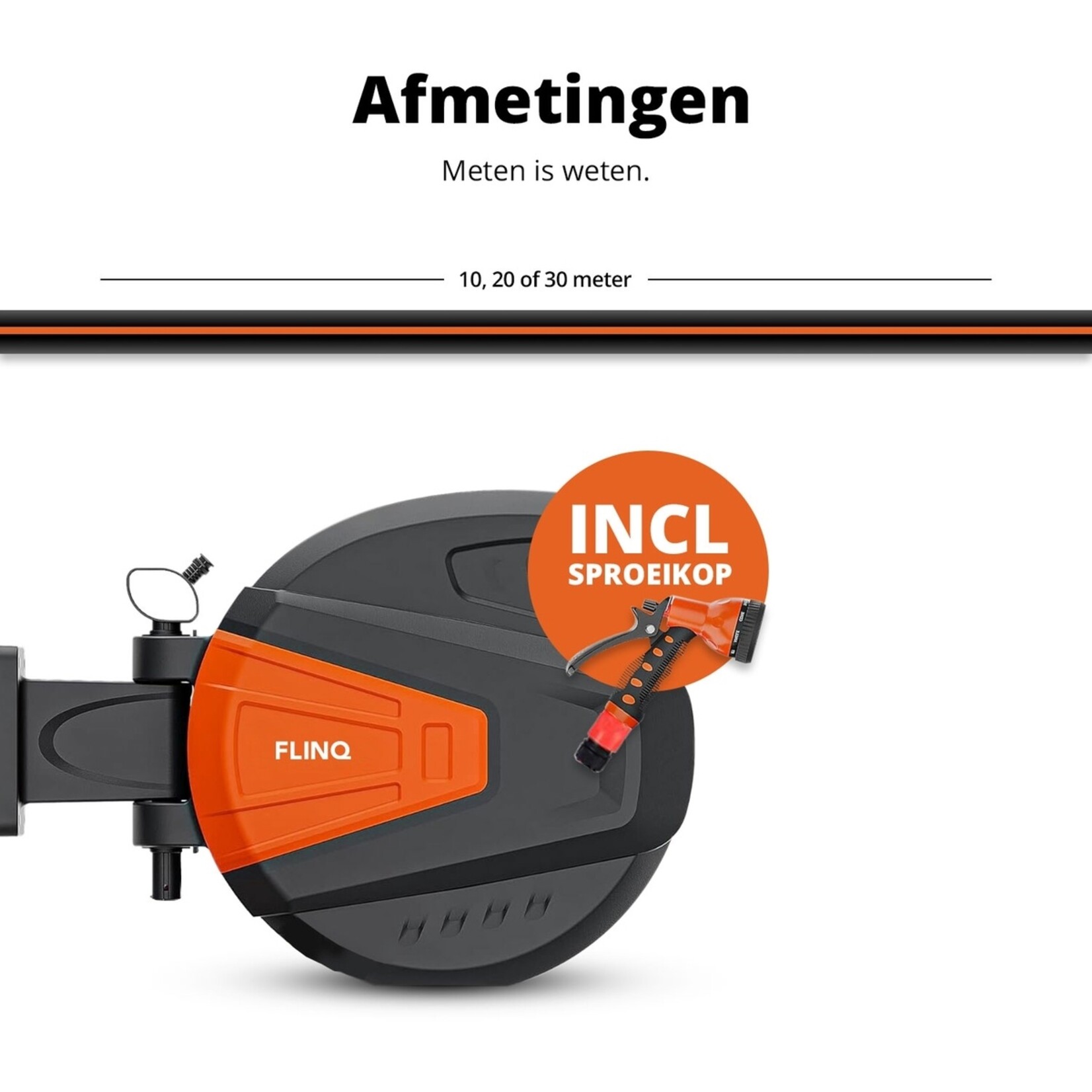 FlinQ FlinQ Retractable Tuinslanghaspel met 9 Sproeistanden - 180° Draaibaar - 30 Meter