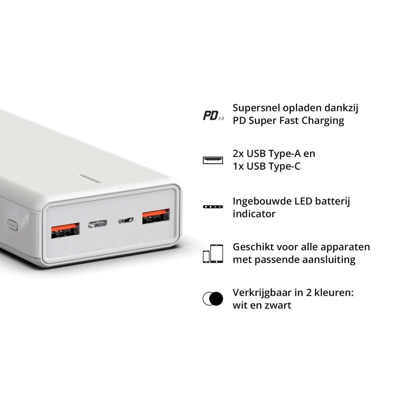 FlinQ FlinQ Mammoth Powerbank 20.000 mAh - Externe Batterij - Smartphone Oplader