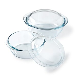Pyrex Pyrex 4-in-1 Ronde Ovenschalen met Deksel van Glas