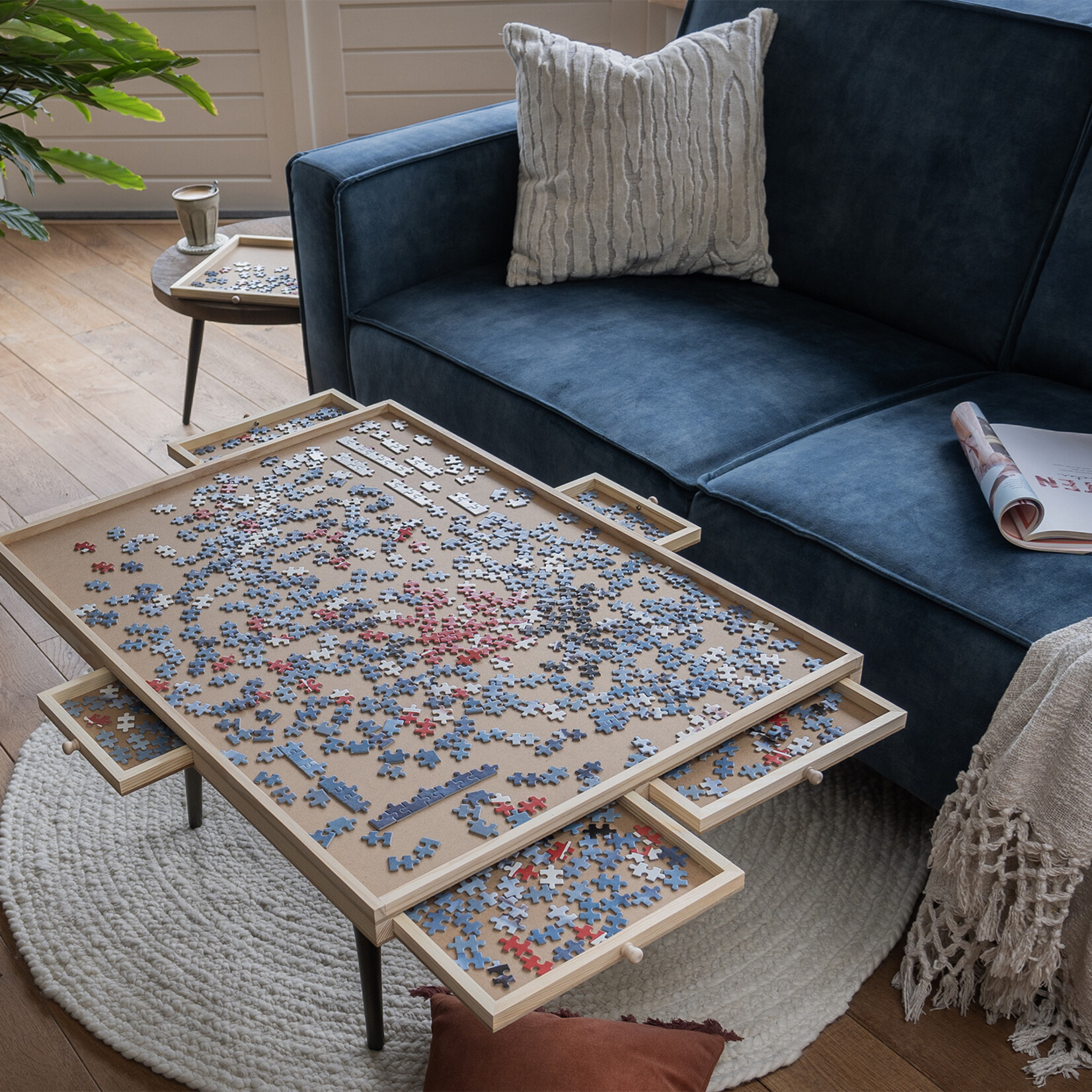 BREND BREND BR-2216 Puzzelplaat voor 1000 Stukjes – Puzzelplank met 6 Lades