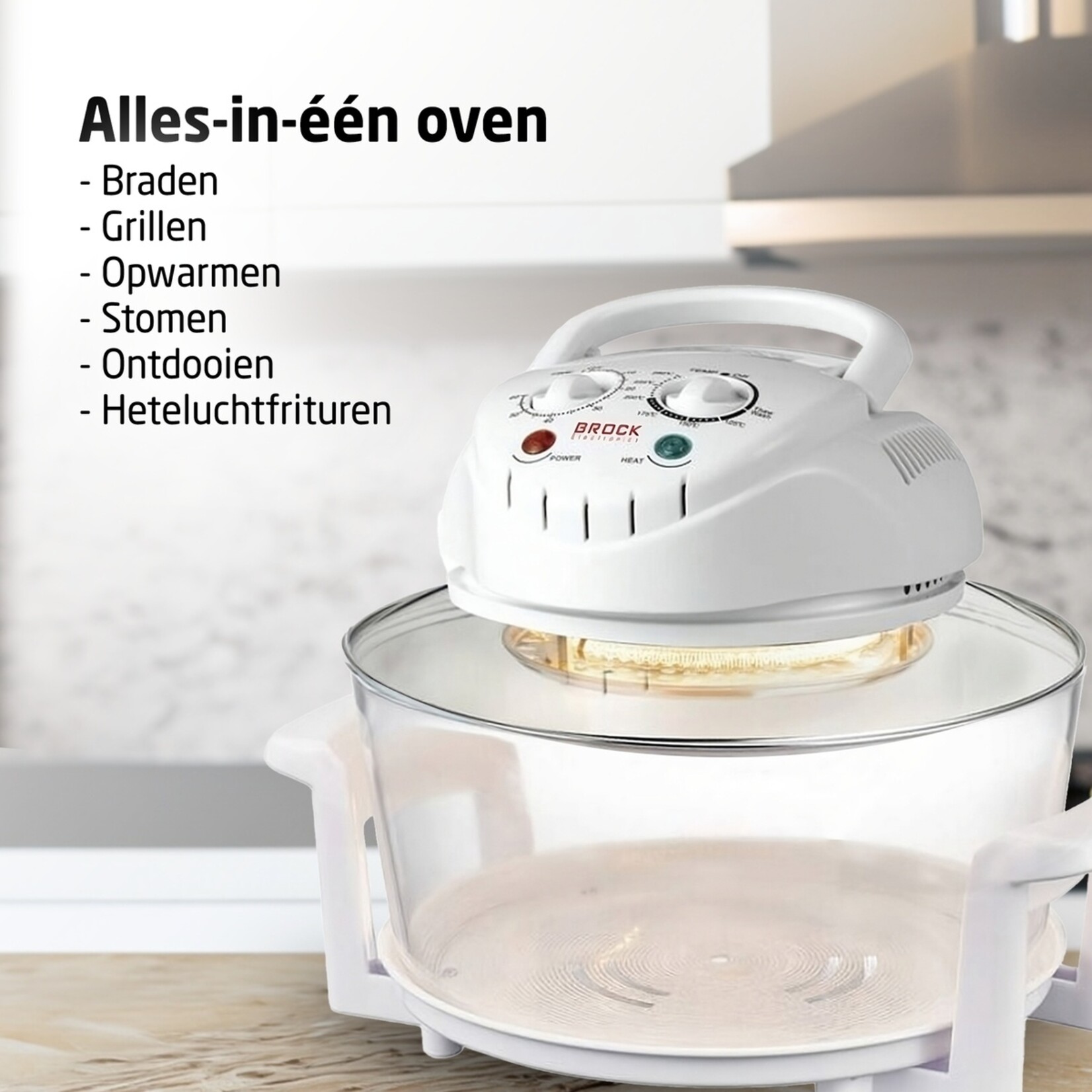 BROCK Electronics Brock HO 1701 WH Halogeenoven - Heteluchtoven met Grill - 17 Liter
