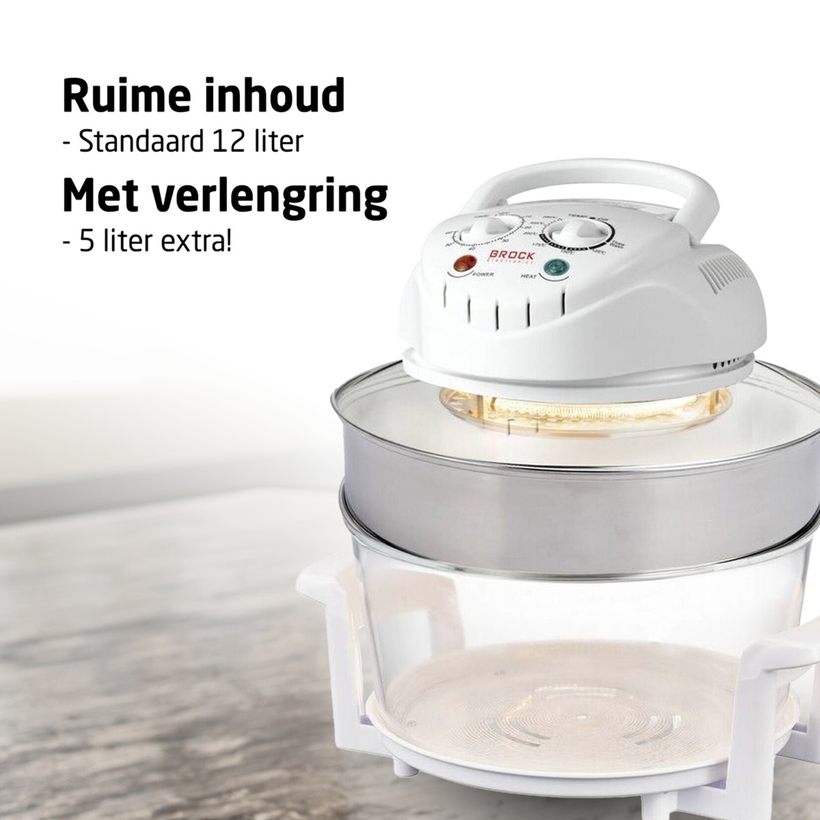 BROCK Electronics Brock HO 1701 WH Halogeenoven - Heteluchtoven met Grill - 17 Liter