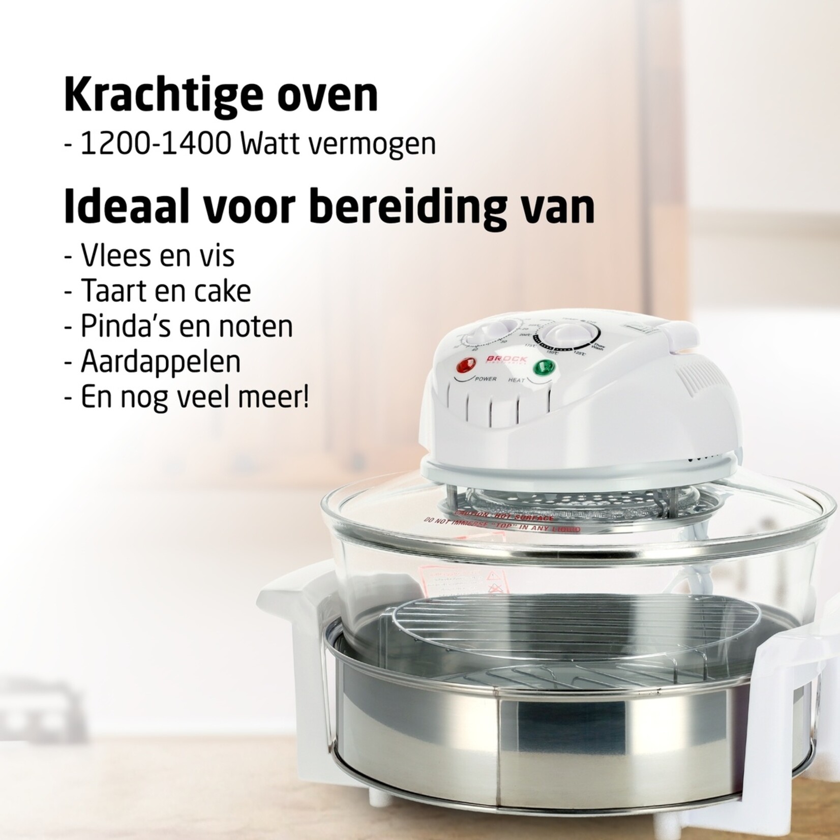 BROCK Electronics Brock HO 1701 WH Halogeenoven - Heteluchtoven met Grill - 17 Liter